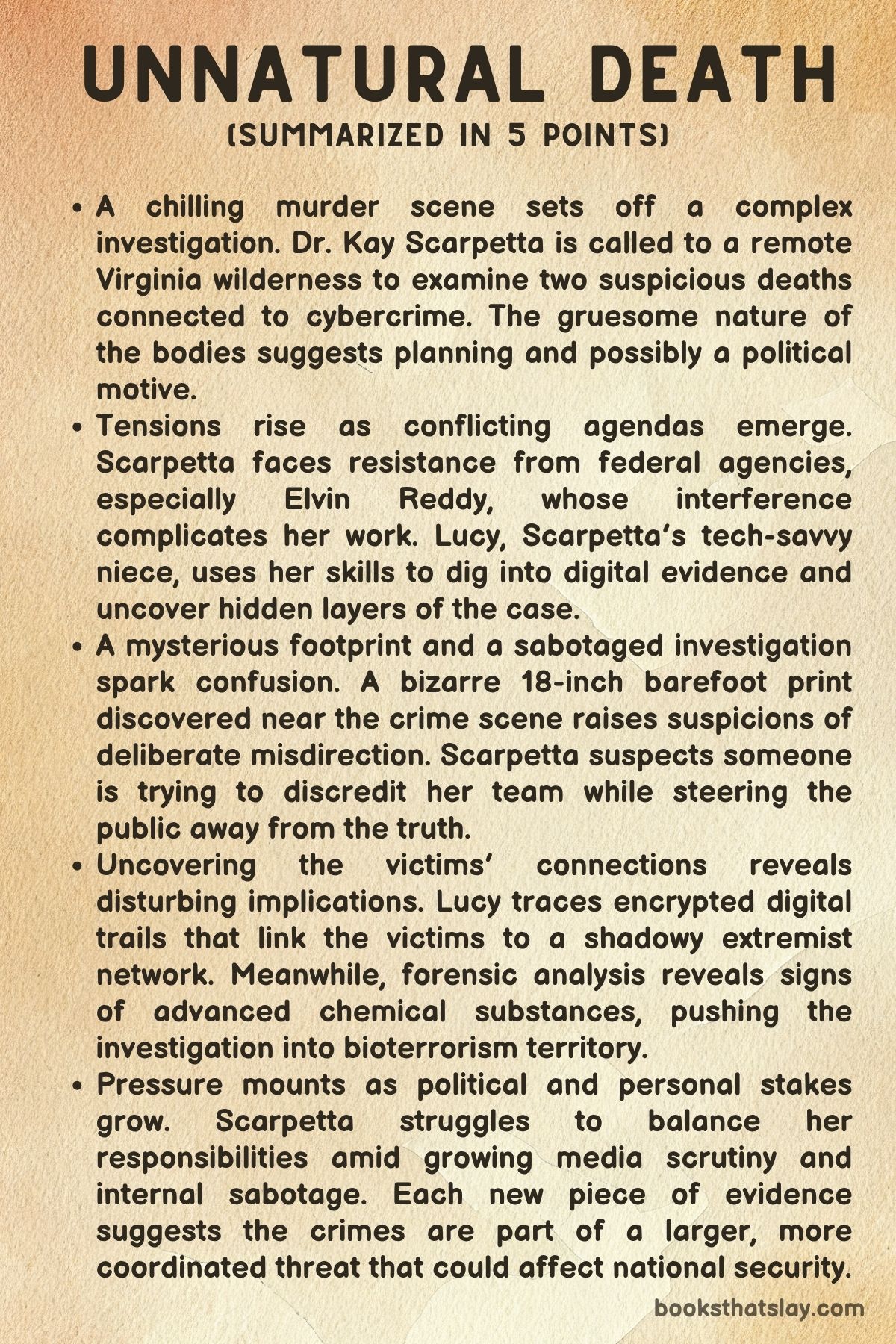 Unnatural Death by Patricia Cornwell summary