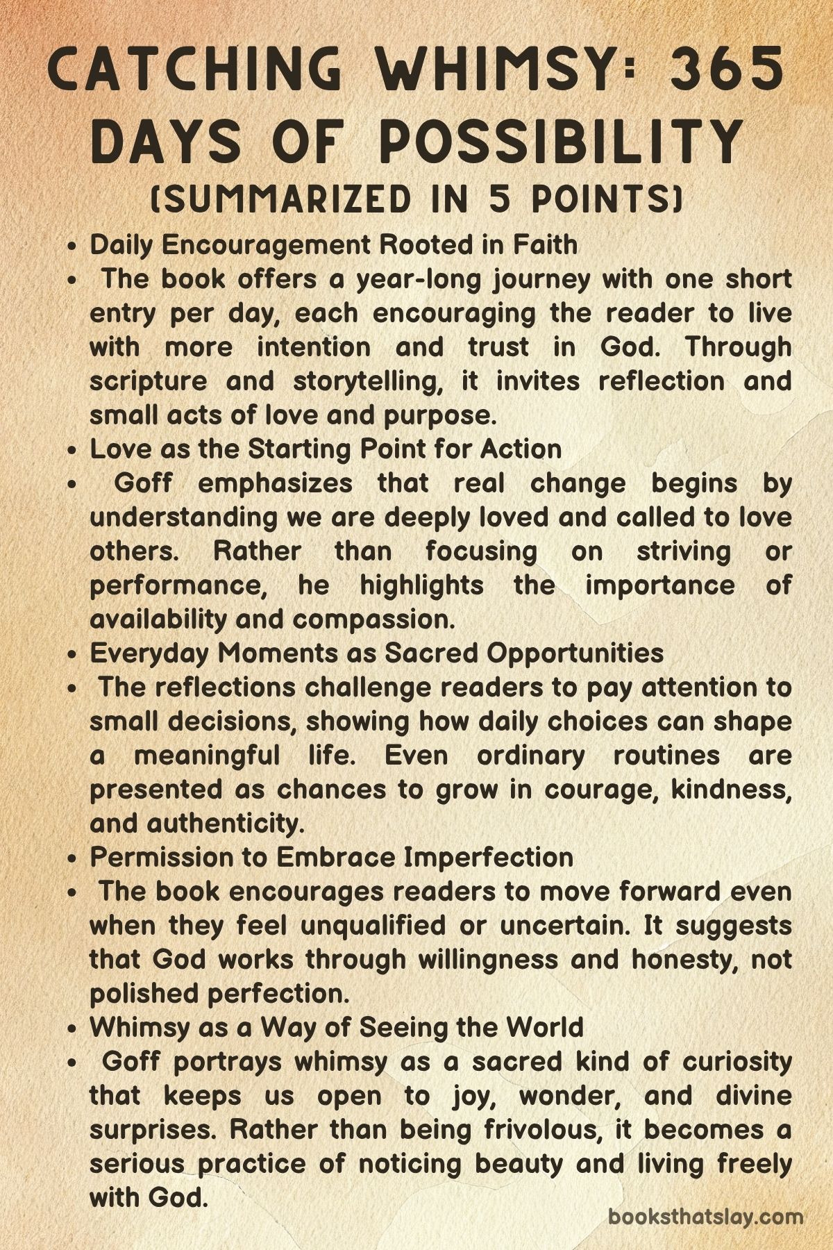 Catching Whimsy: 365 Days of Possibility by Bob Goff summary
