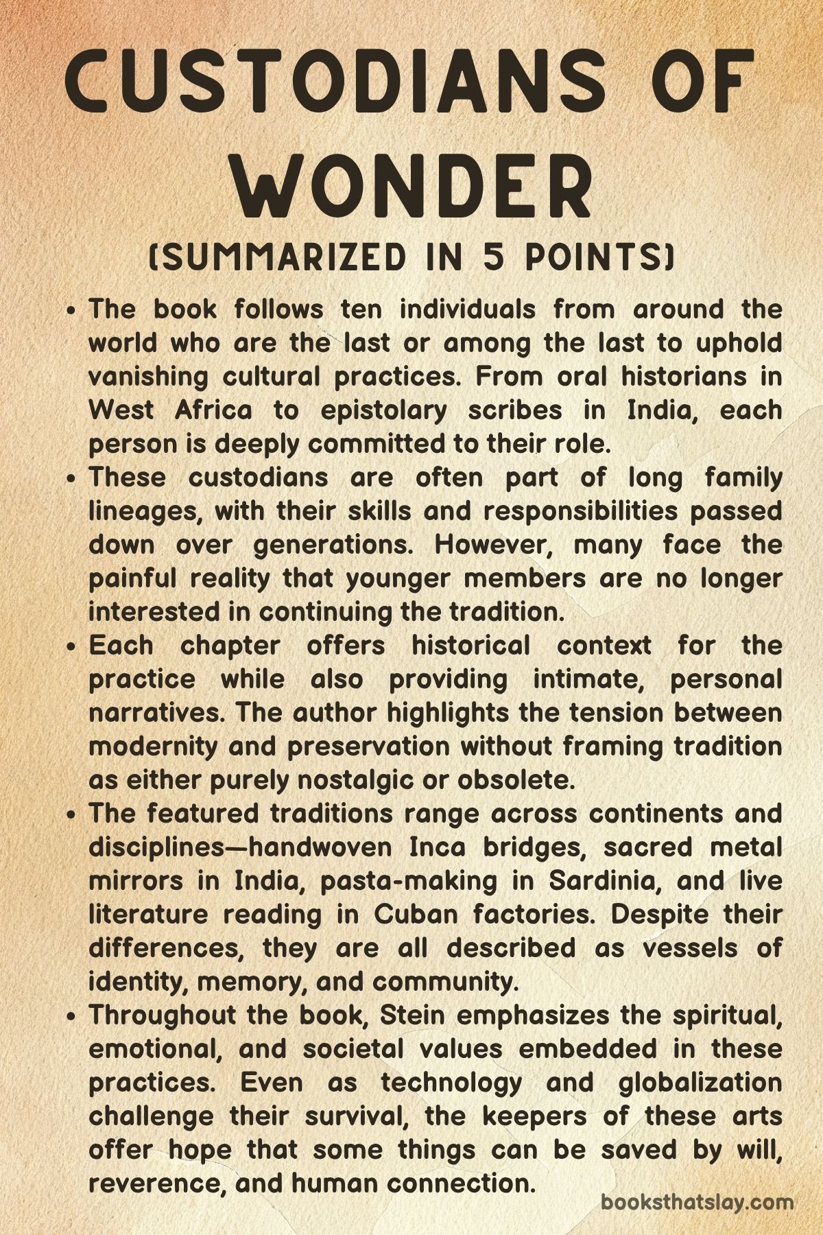 Custodians of Wonder by Eliot Stein summary