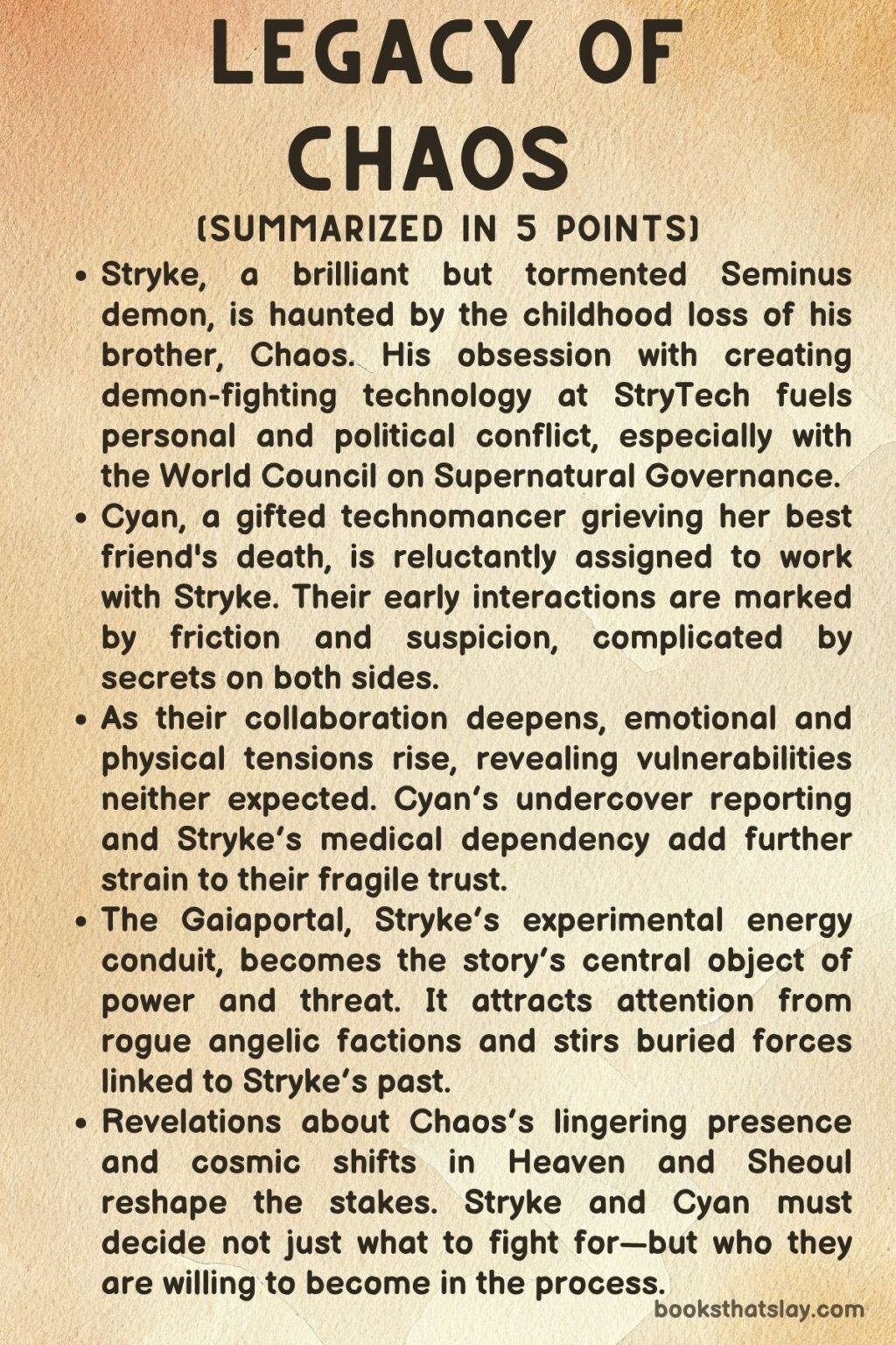 Legacy of Chaos Summary, Characters and Themes