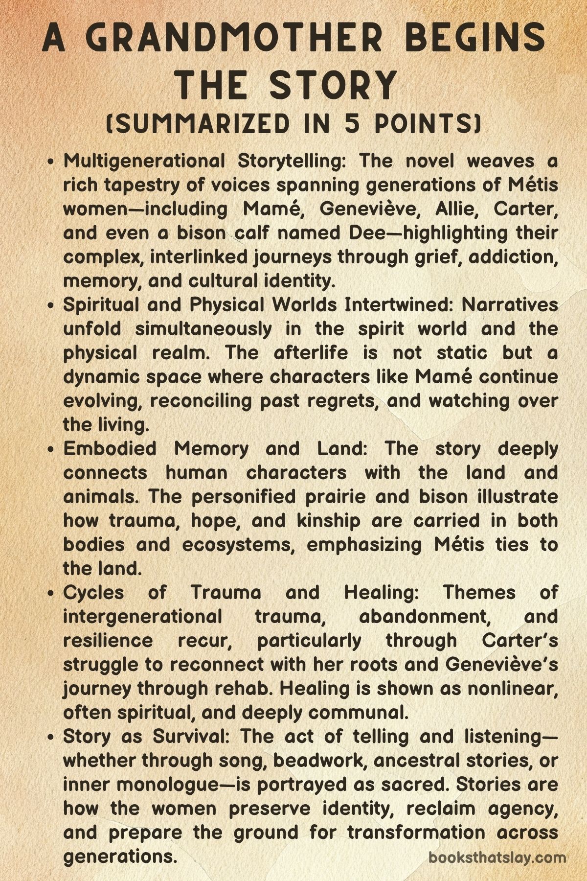 A Grandmother Begins the Story Summary, Characters and Themes