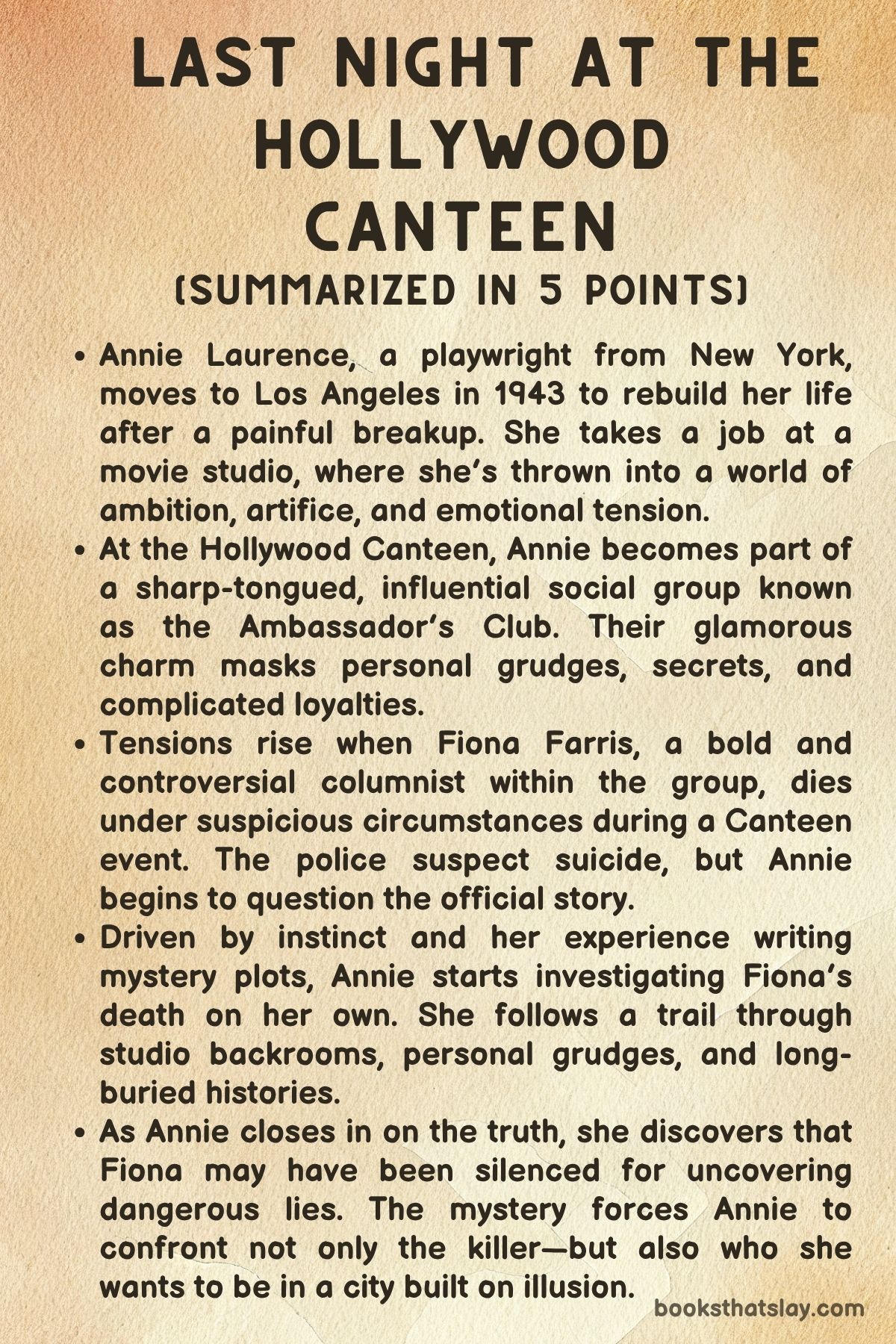 Last Night at the Hollywood Canteen by Sarah James summary