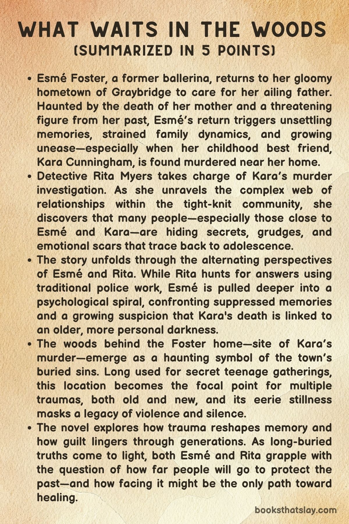 What Waits in the Woods by Terri Parlato summary