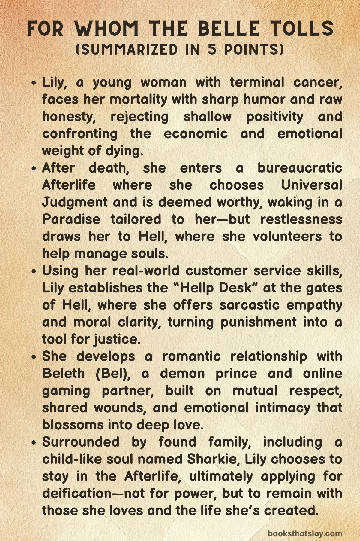 For Whom the Belle Tolls Summary, Characters and Themes