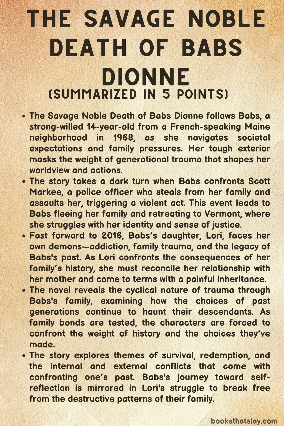 The Savage Noble Death of Babs Dionne by Ron Currie  Summary