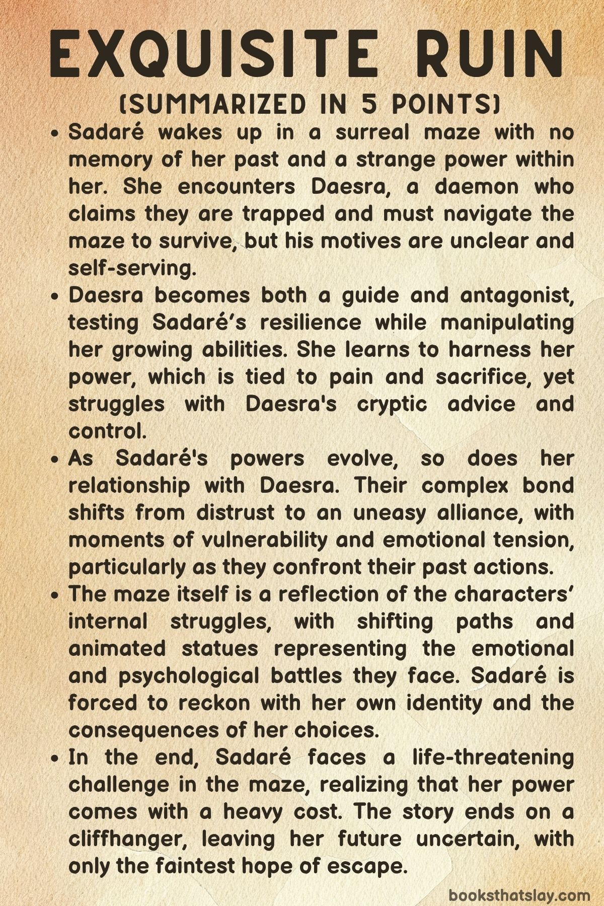 Exquisite Ruin Summary, Characters and Themes