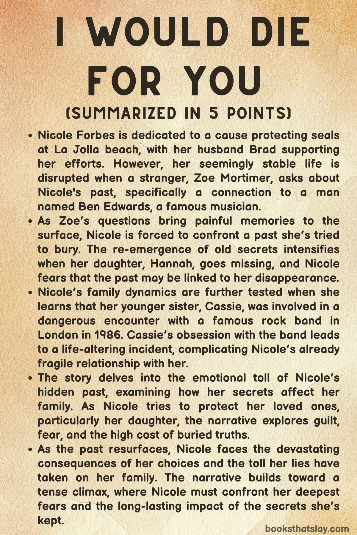 I Would Die For You Summary
