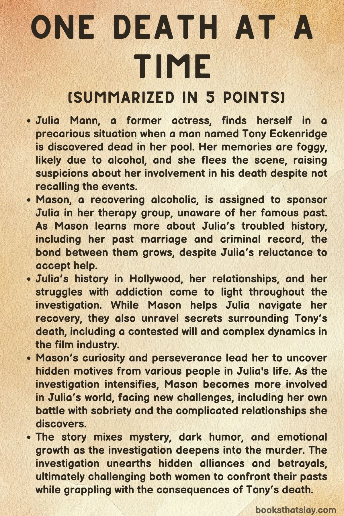 One Death at a Time Summary