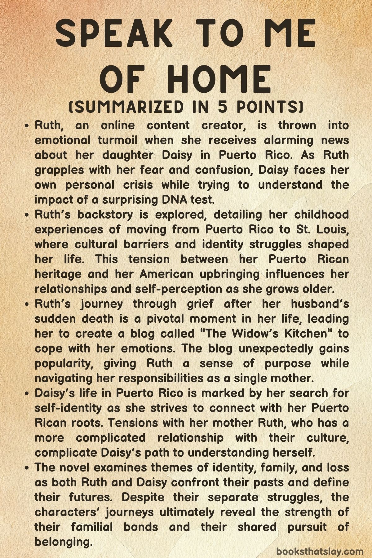 Speak to Me of Home Summary