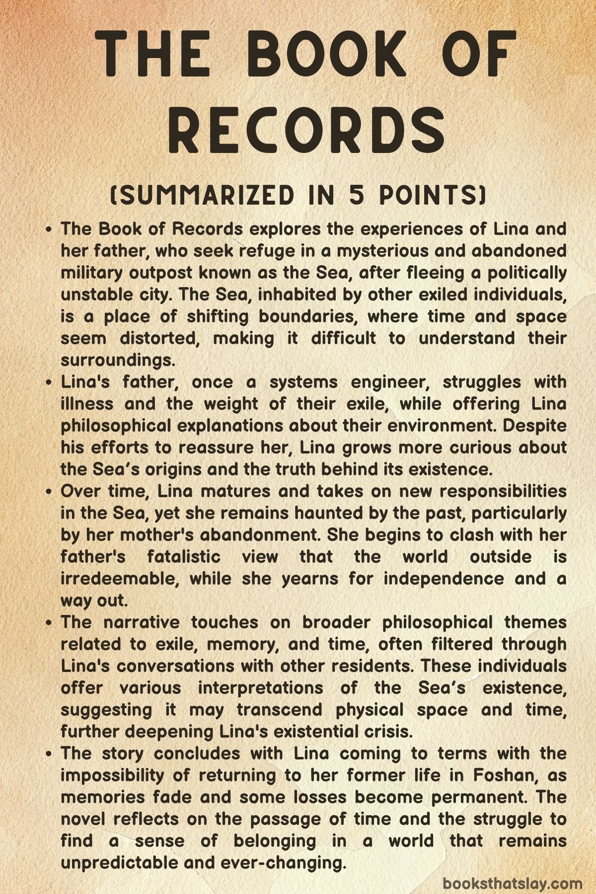 The Book of Records Summary, Characters and Themes