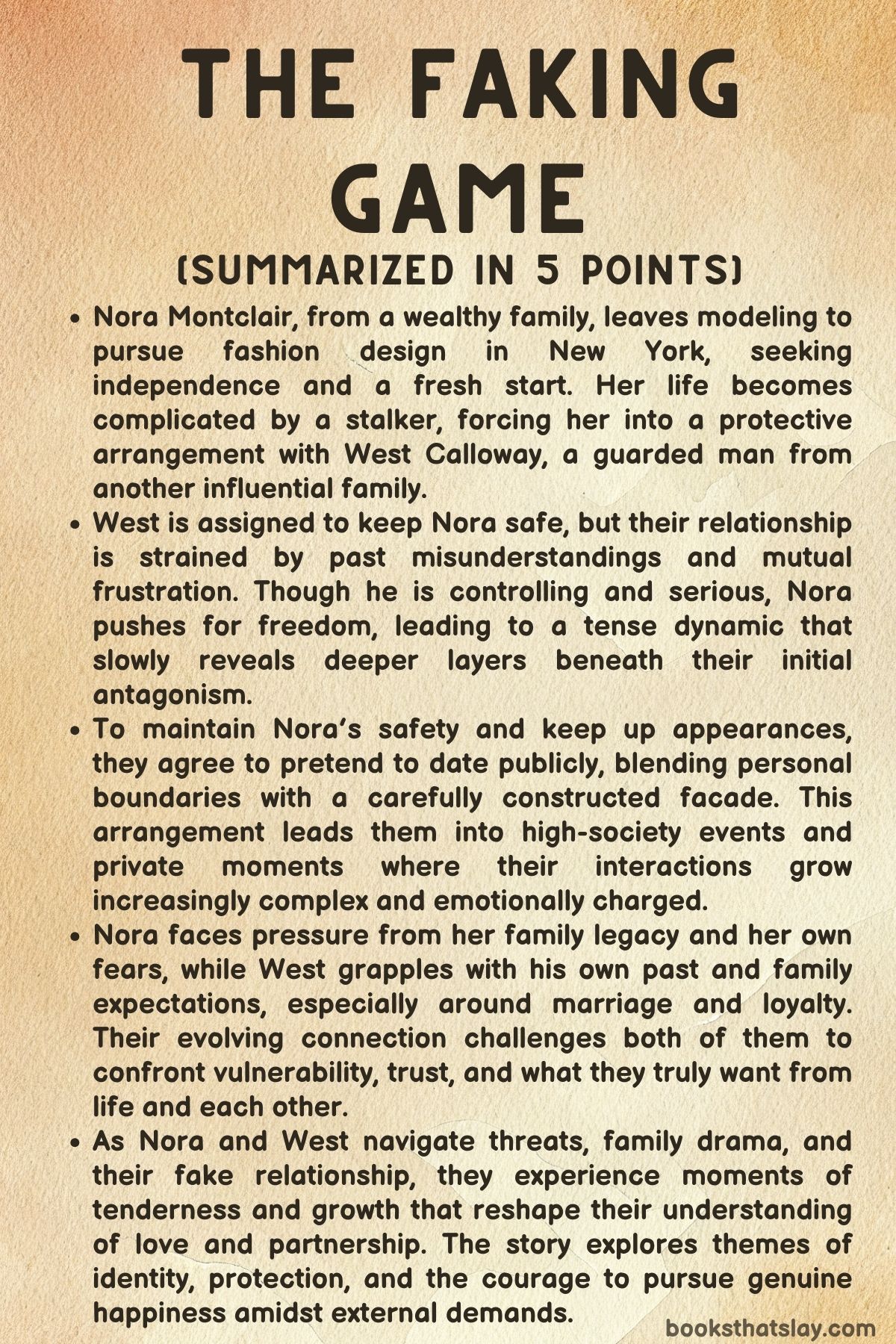 The Faking Game Summary, Characters and Themes