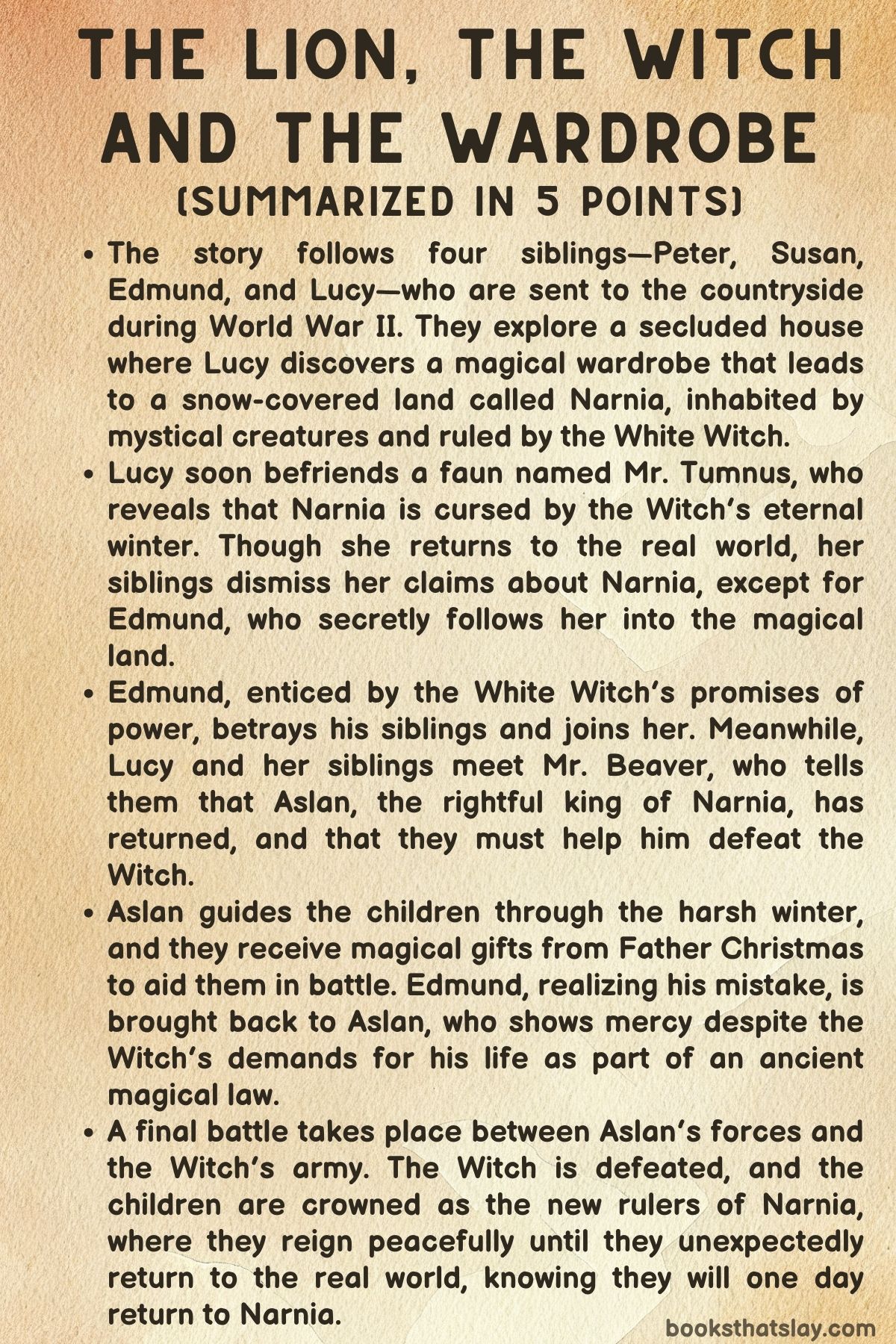 The Lion, the Witch and the Wardrobe Summary