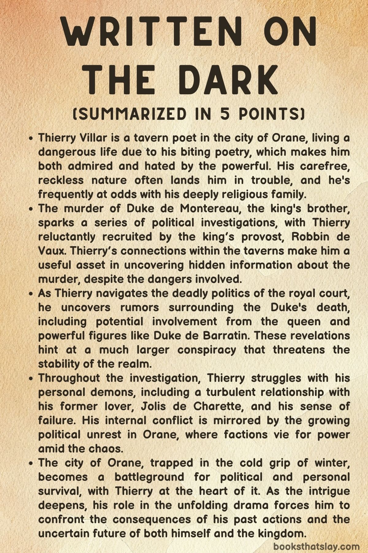 Written On The Dark Summary