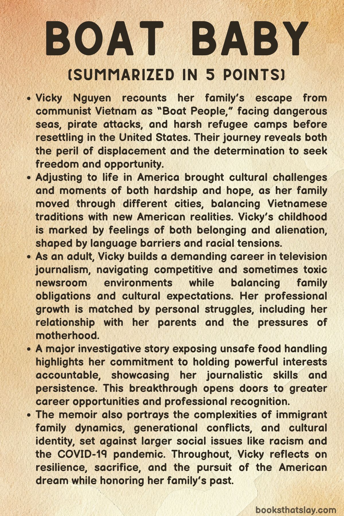 Boat Baby by  Vicky Nguyen Summary