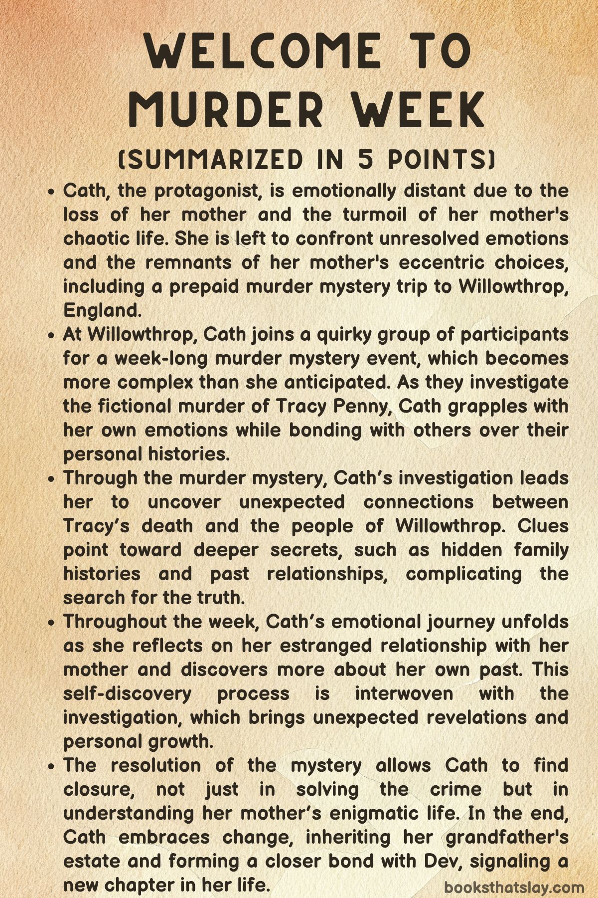 Welcome To Murder Week Summary