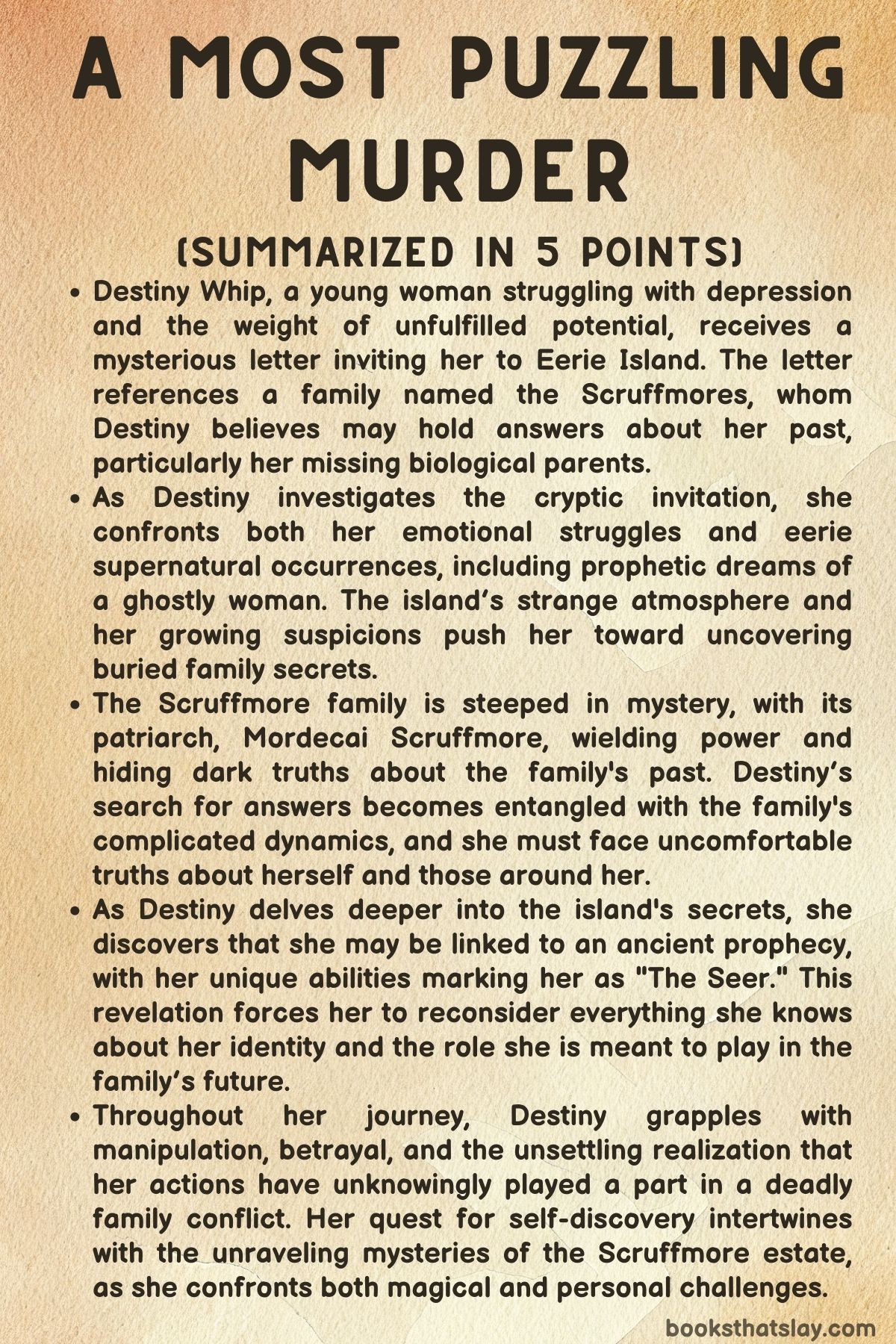 A Most Puzzling Murder Summary