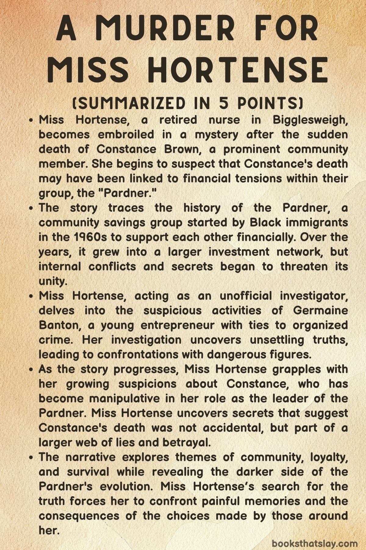 A Murder for Miss Hortense Summary