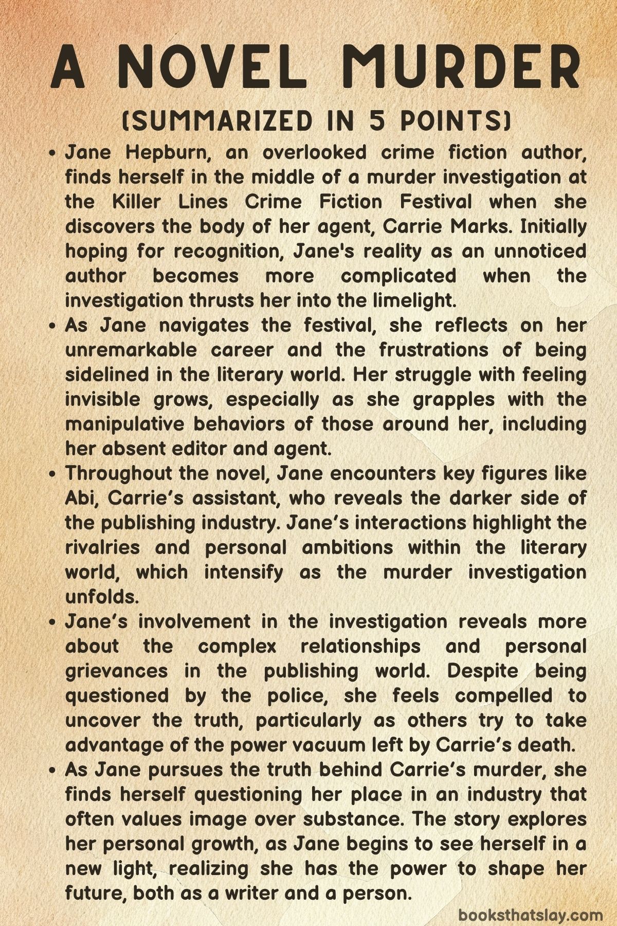 a novel murder summary