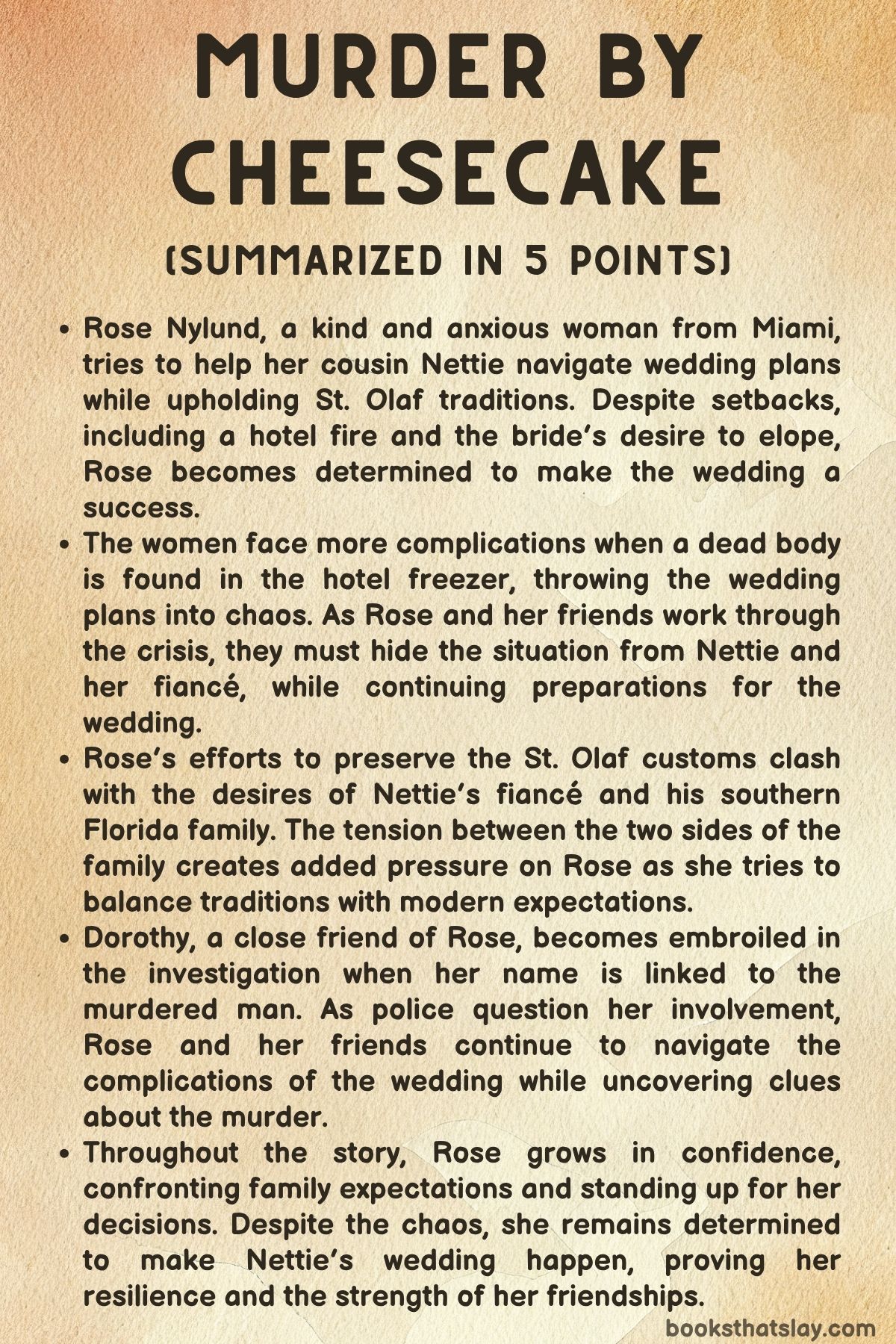 Murder by Cheesecake Summary
