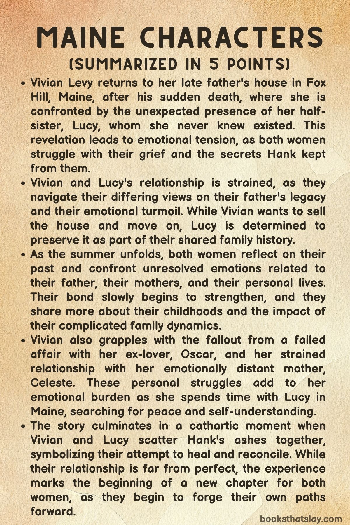 MAINE CHARACTERS SUMMARY