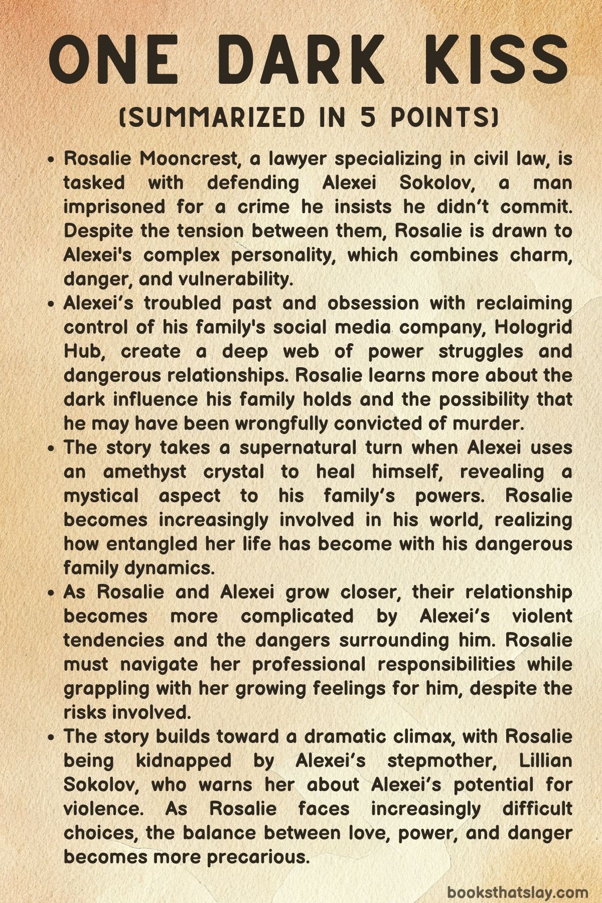 One Dark Kiss Summary