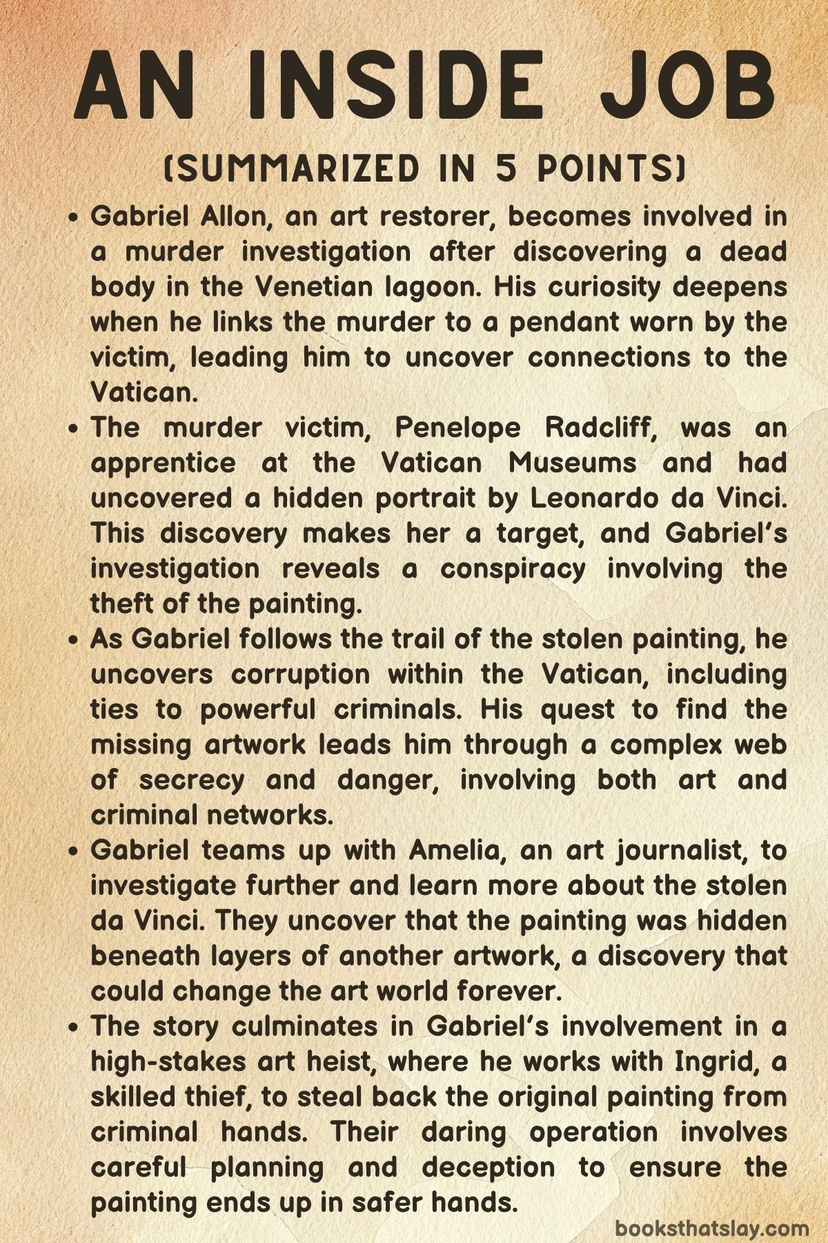 An Inside Job by Daniel Silva Summary, Characters and Themes