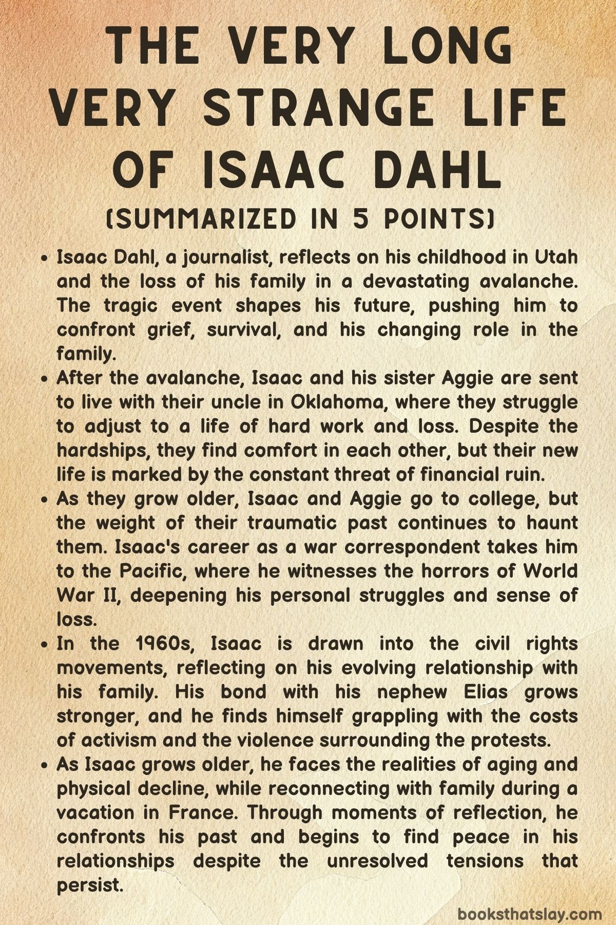 The Very Long Very Strange Life of Isaac Dahl Summary, Characters and Themes