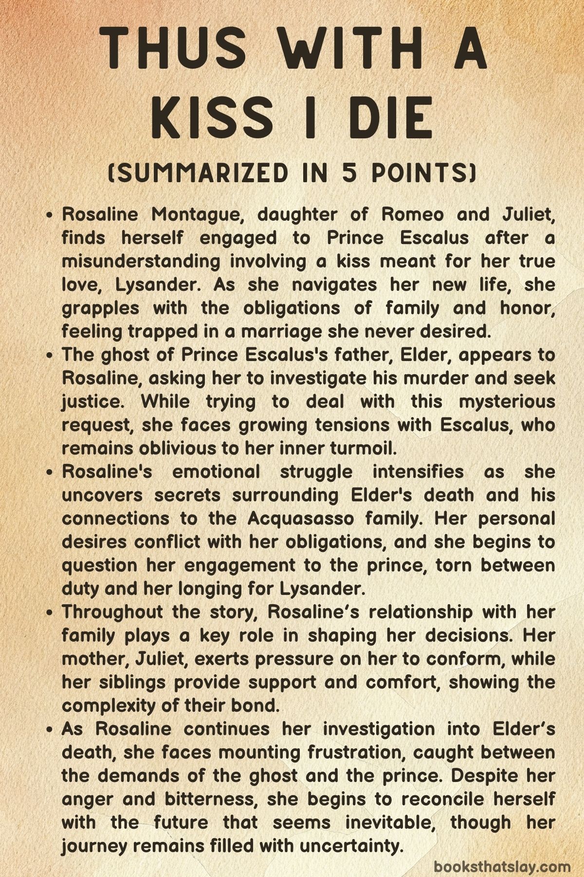 Thus With a Kiss I Die Summary, Characters and Themes