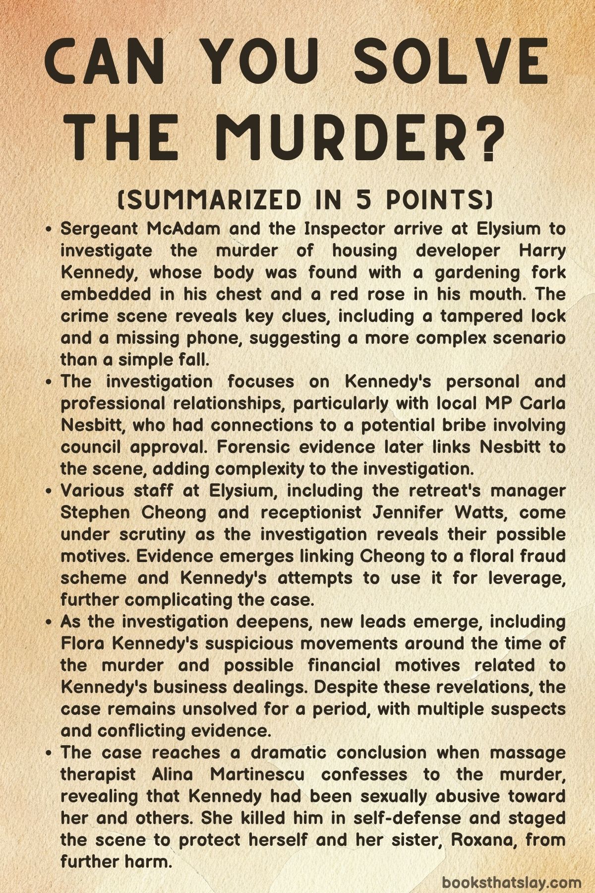 Can You Solve the Murder Summary