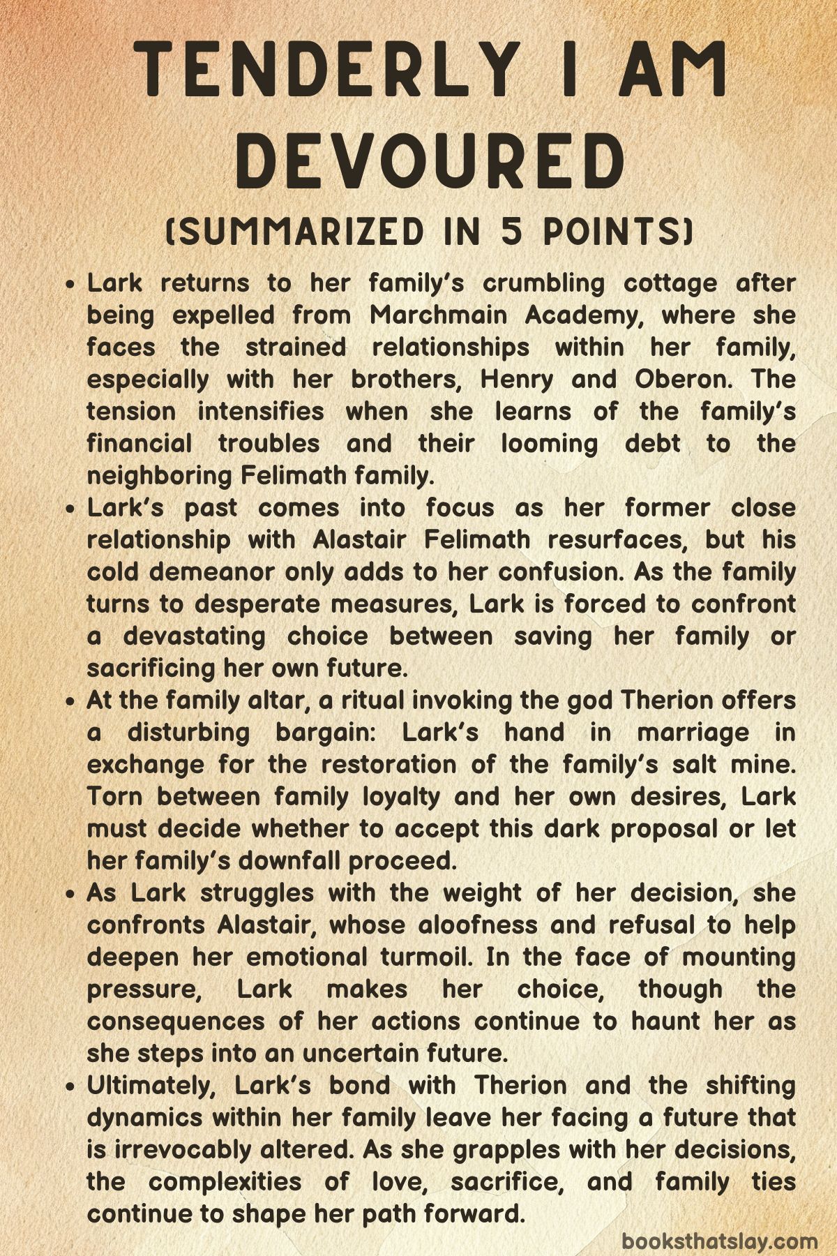 Tenderly I Am Devoured Summary