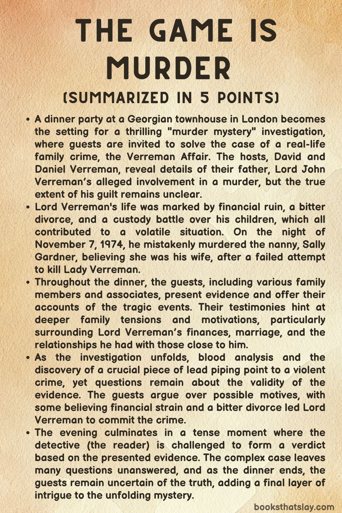 The Game is Murder Summary