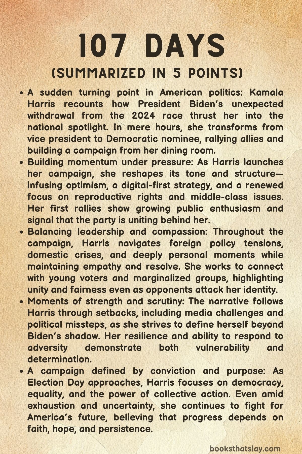 107 Days by Kamala Harris Summary and Analysis