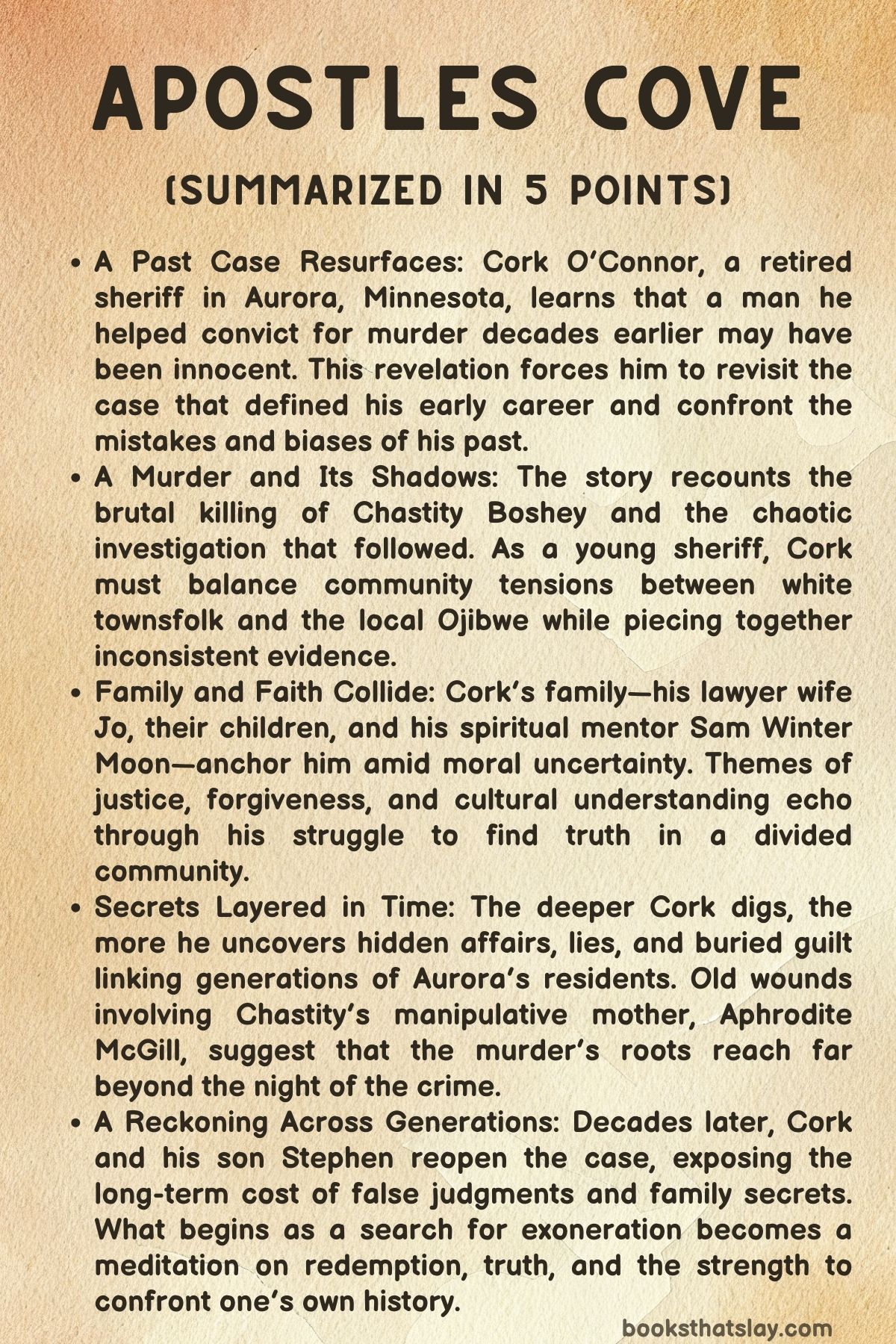 Apostle’s Cove Summary, Characters and Themes