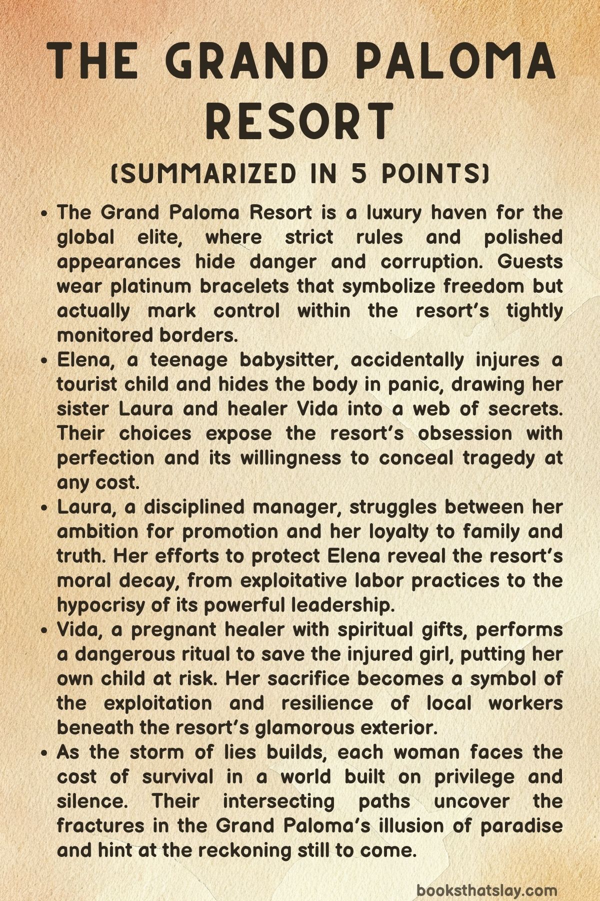 The Grand Paloma Resort Summary, Characters and Themes