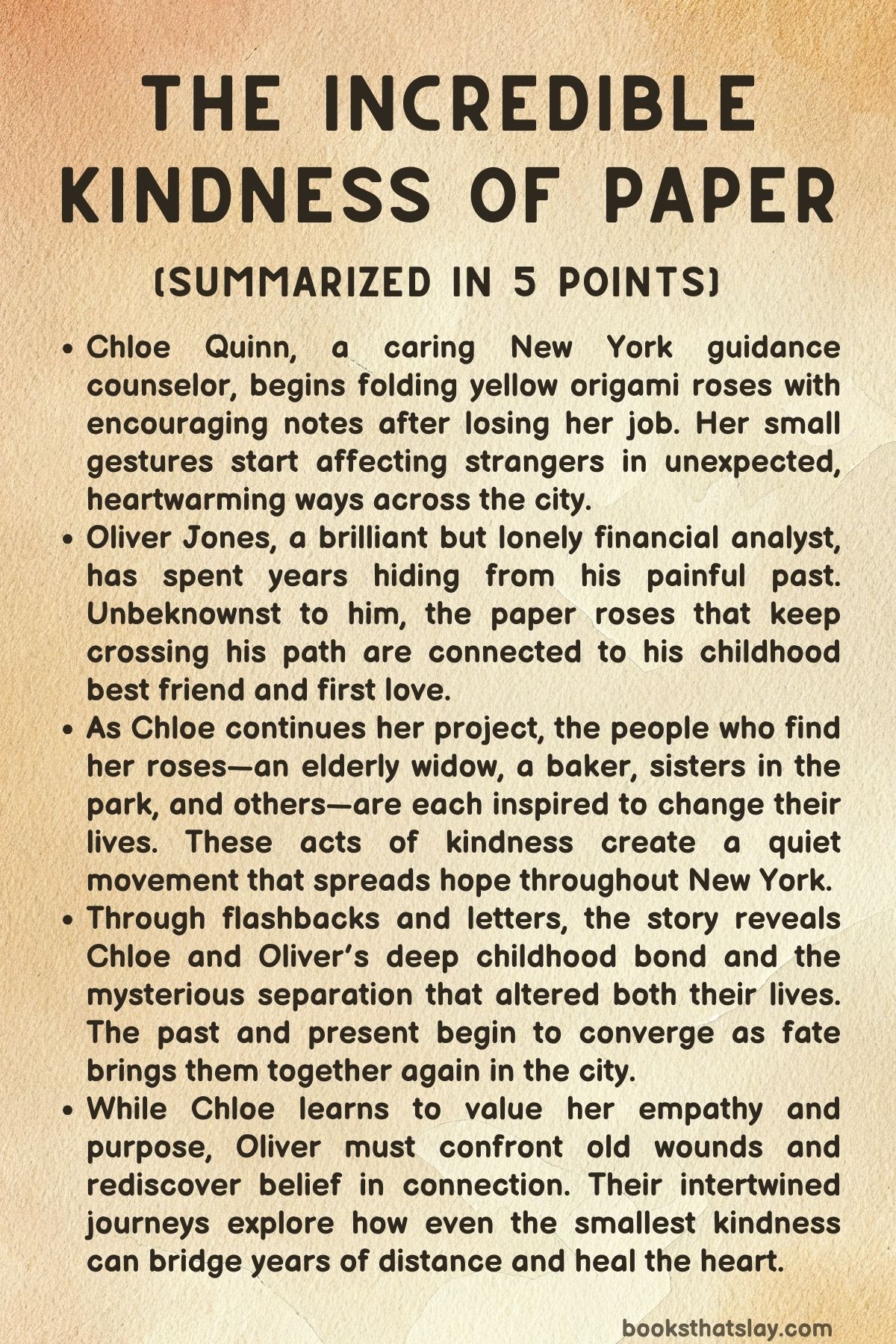 The Incredible Kindness of Paper Summary, Characters and Themes