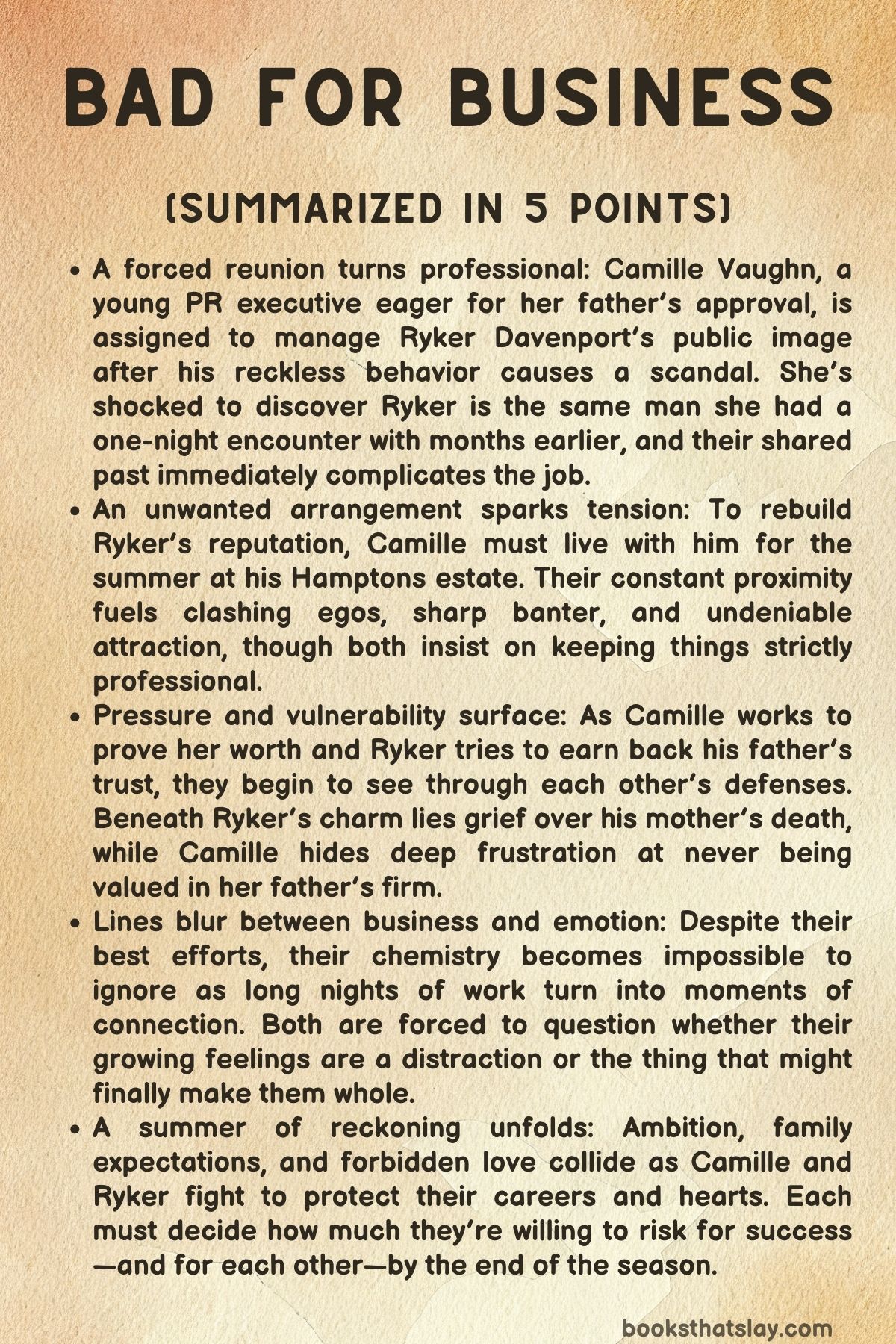 Bad for Business Summary, Characters and Themes