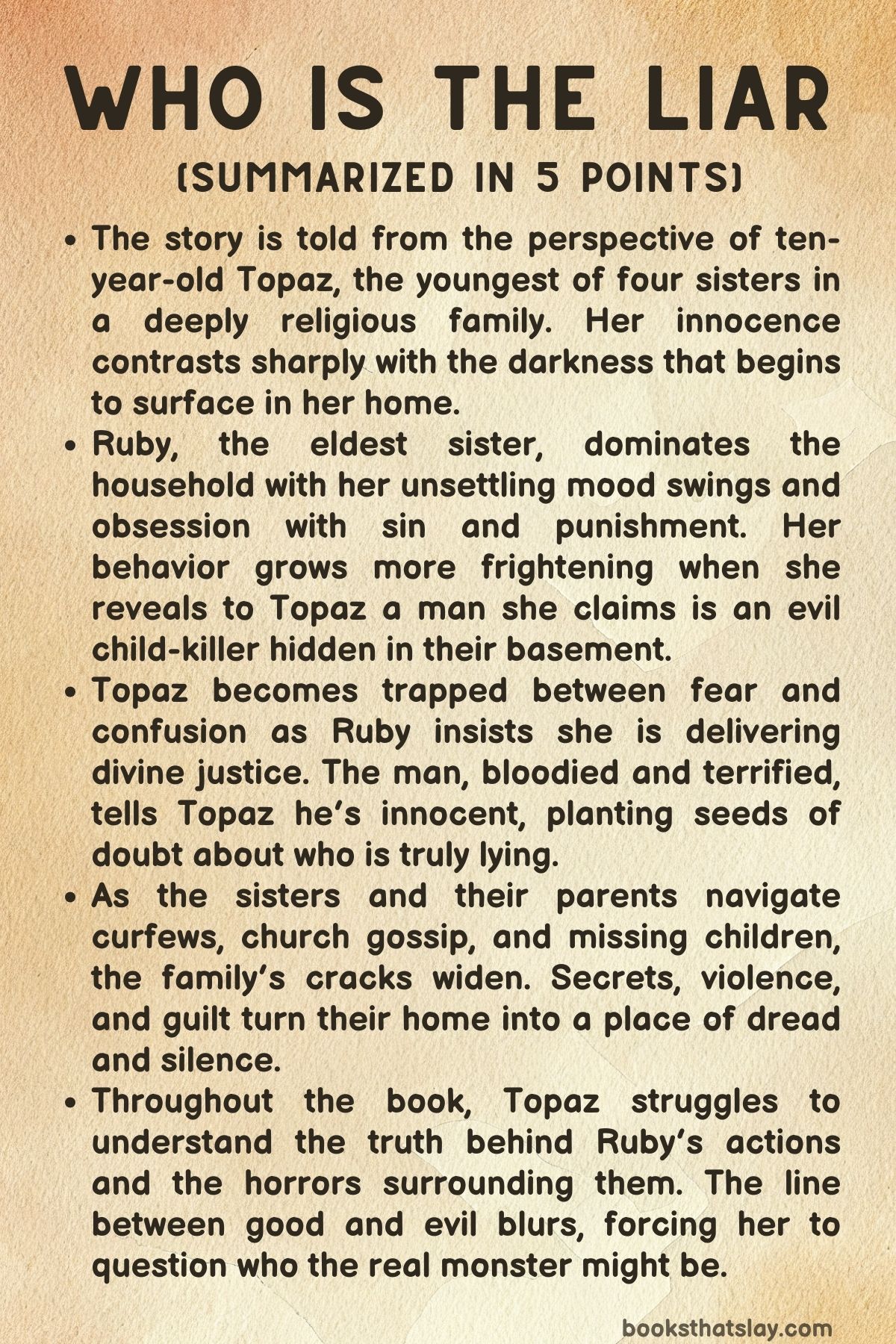 Who Is the Liar Summary, Characters and Themes