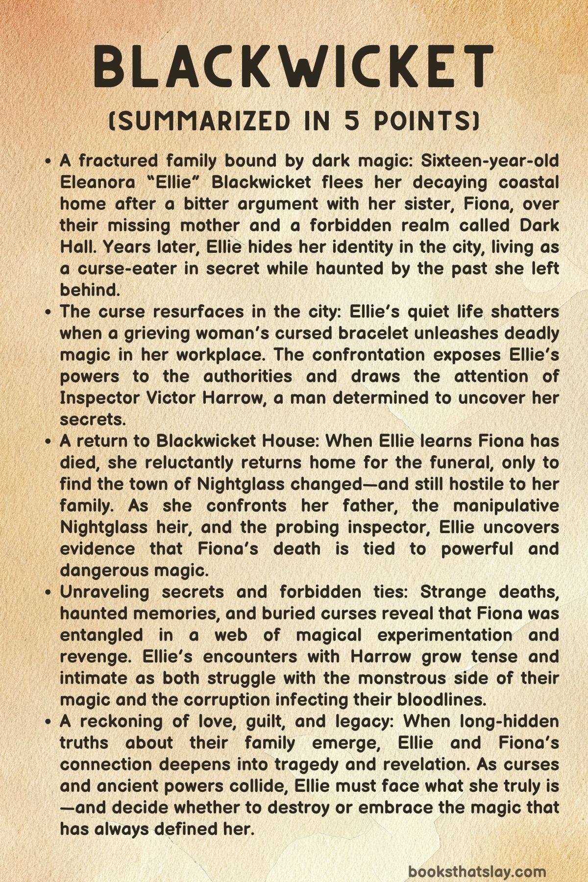 Blackwicket by Bea Northwick Summary, Characters and Themes