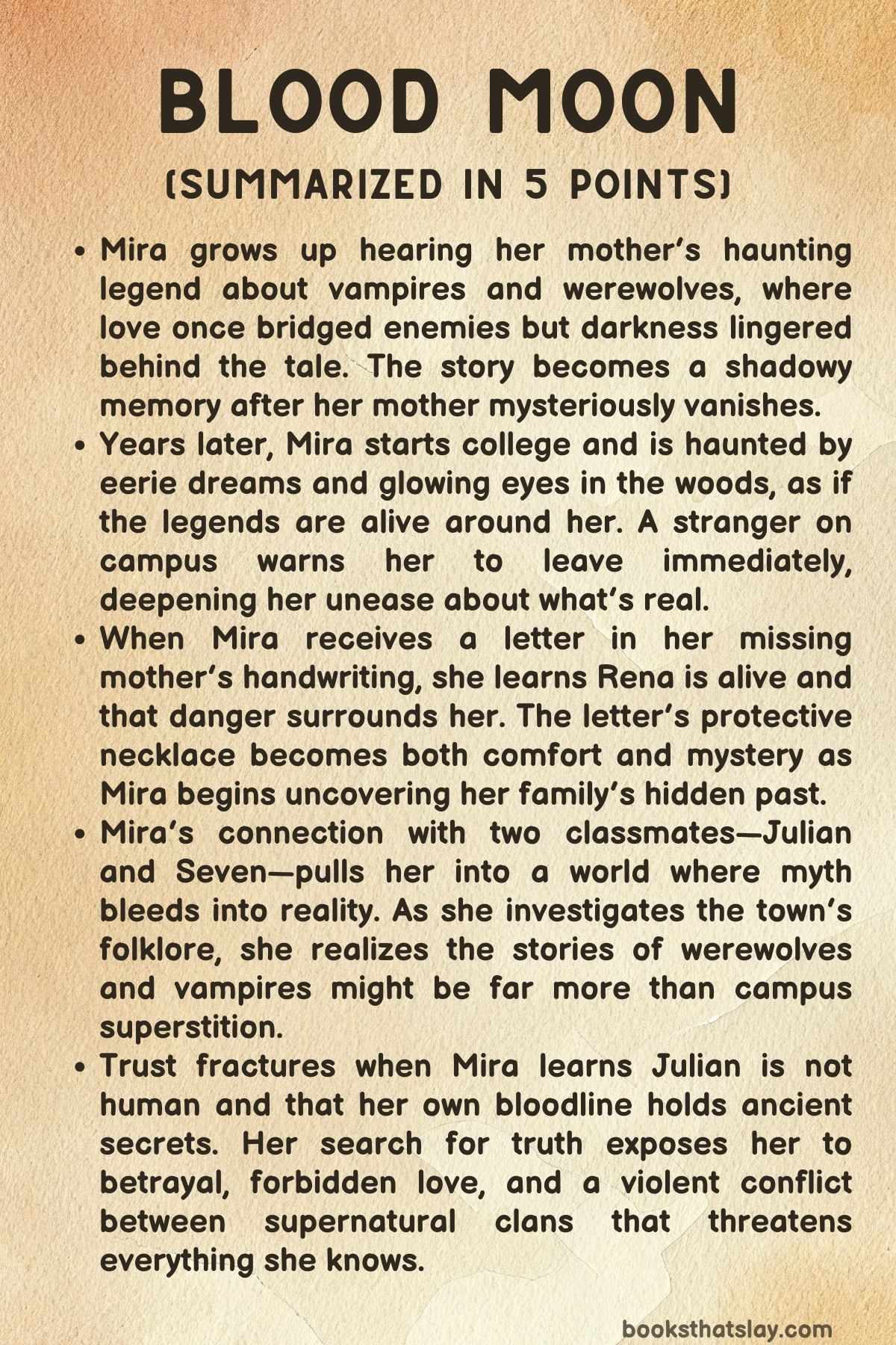 Blood Moon Summary, Characters and Themes