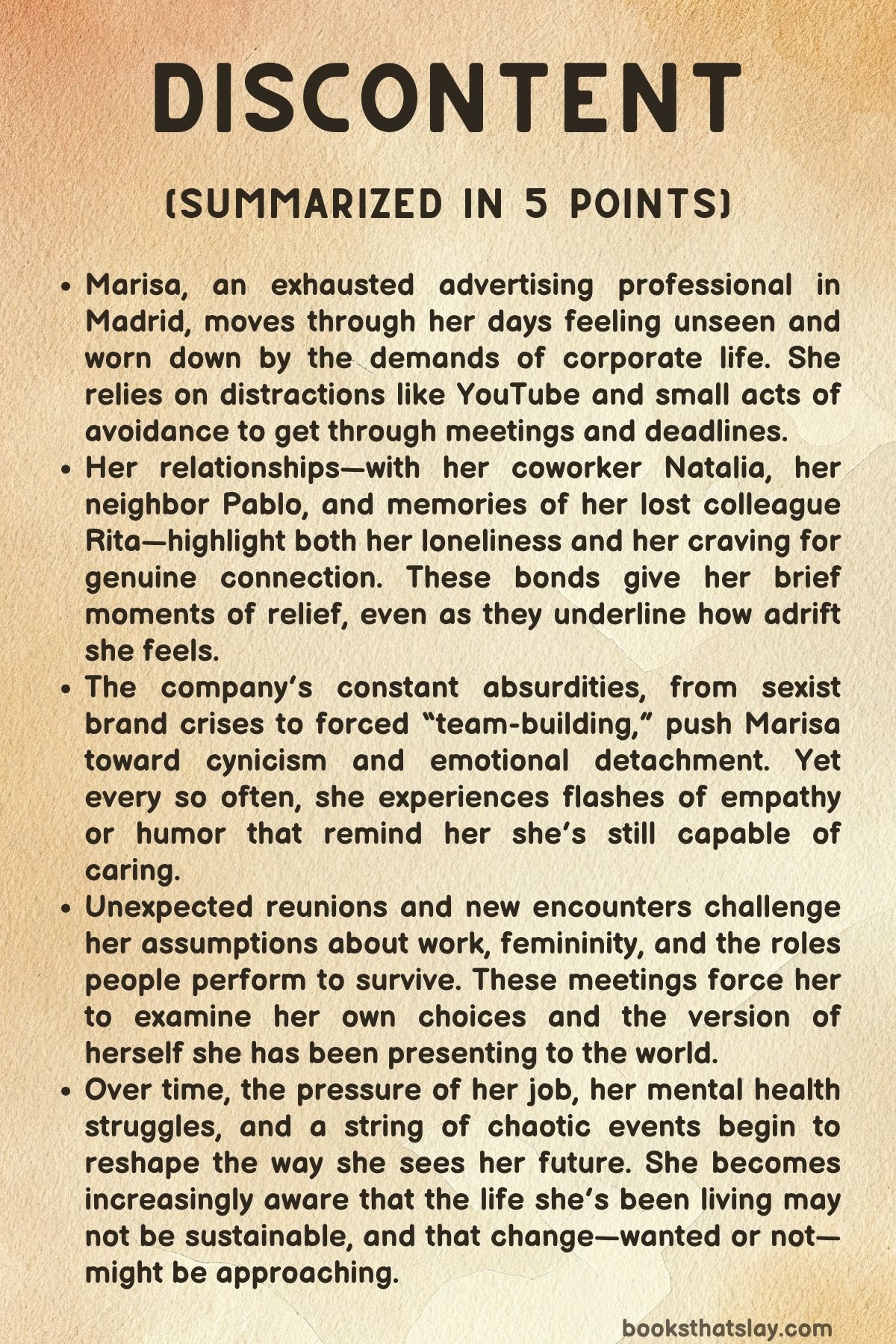 Discontent by Beatriz Serrano Summary, Characters and Themes