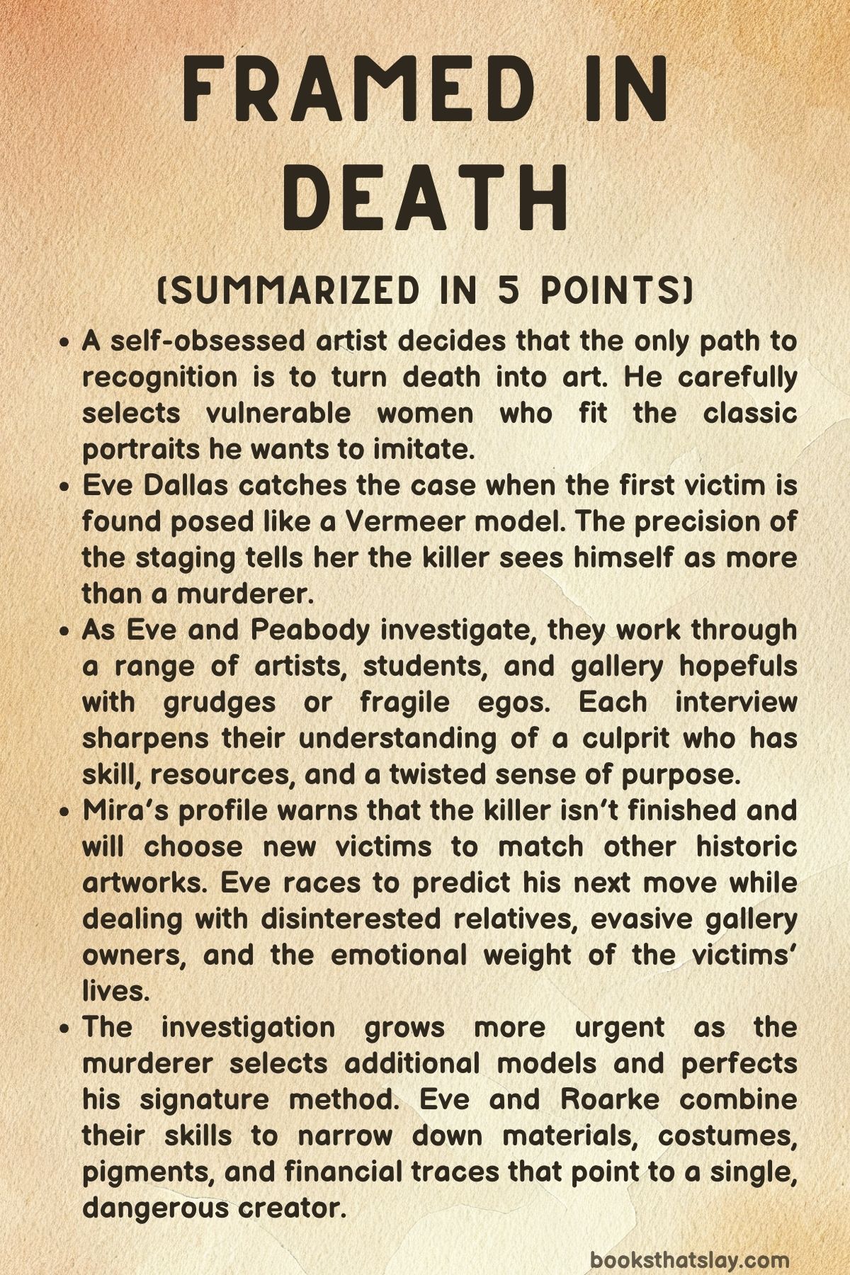 Framed in Death Summary, Characters and Themes