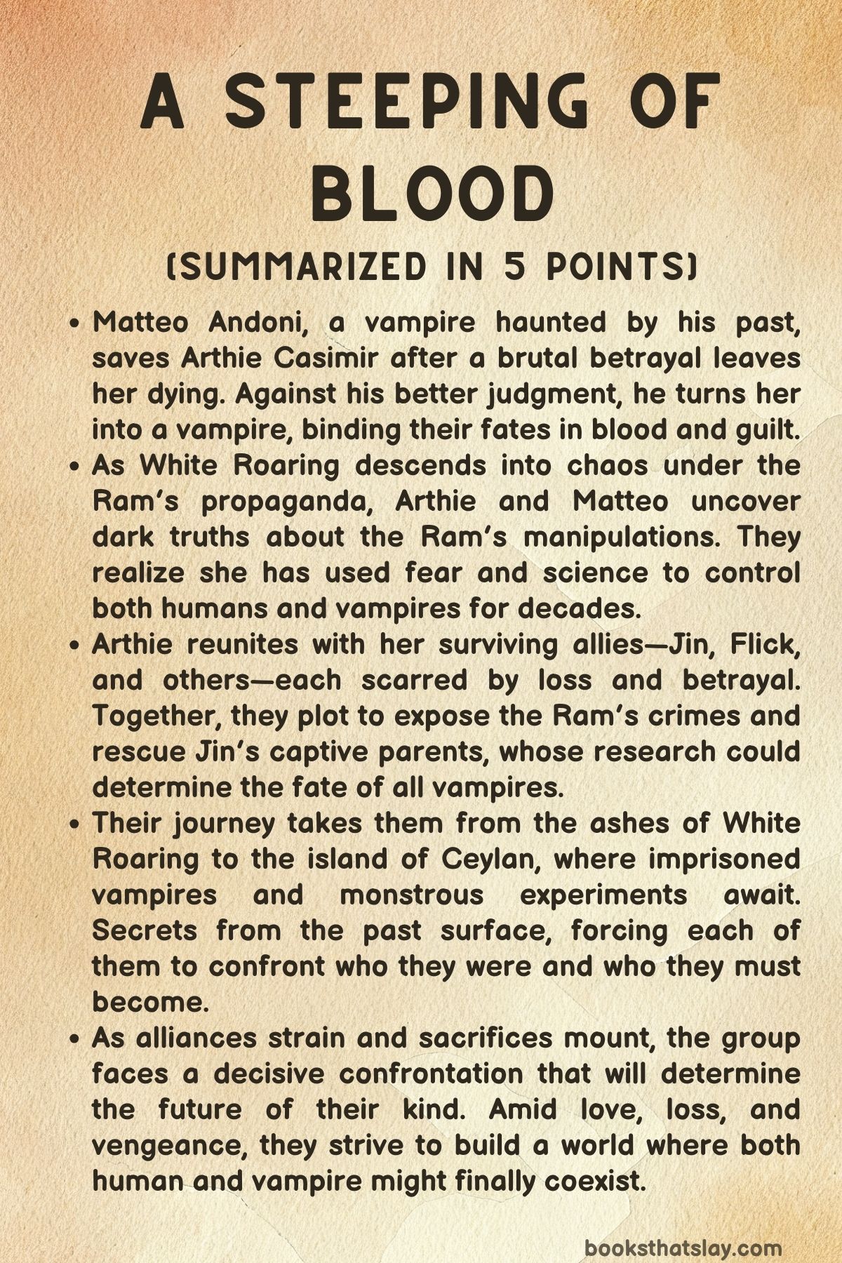 A Steeping of Blood Summary, Characters and Themes