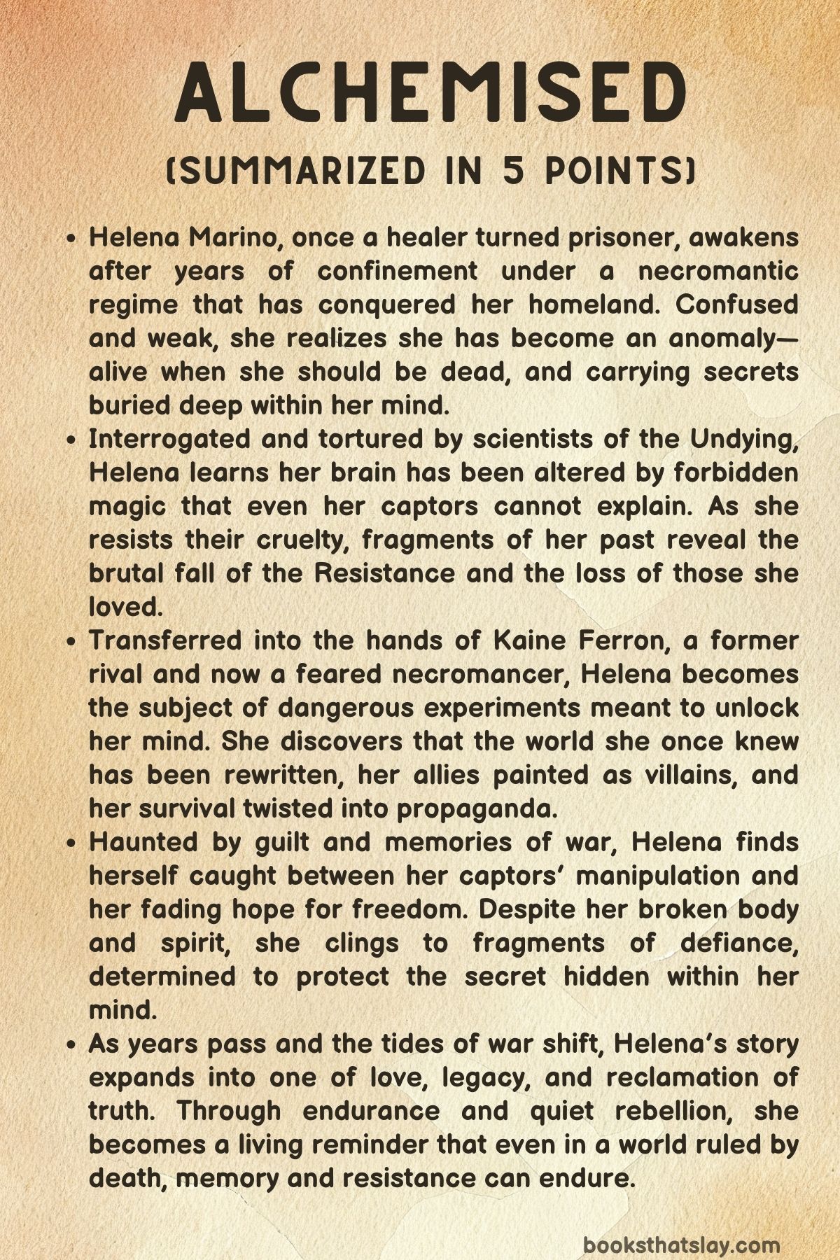 Alchemised Summary, Characters and Themes