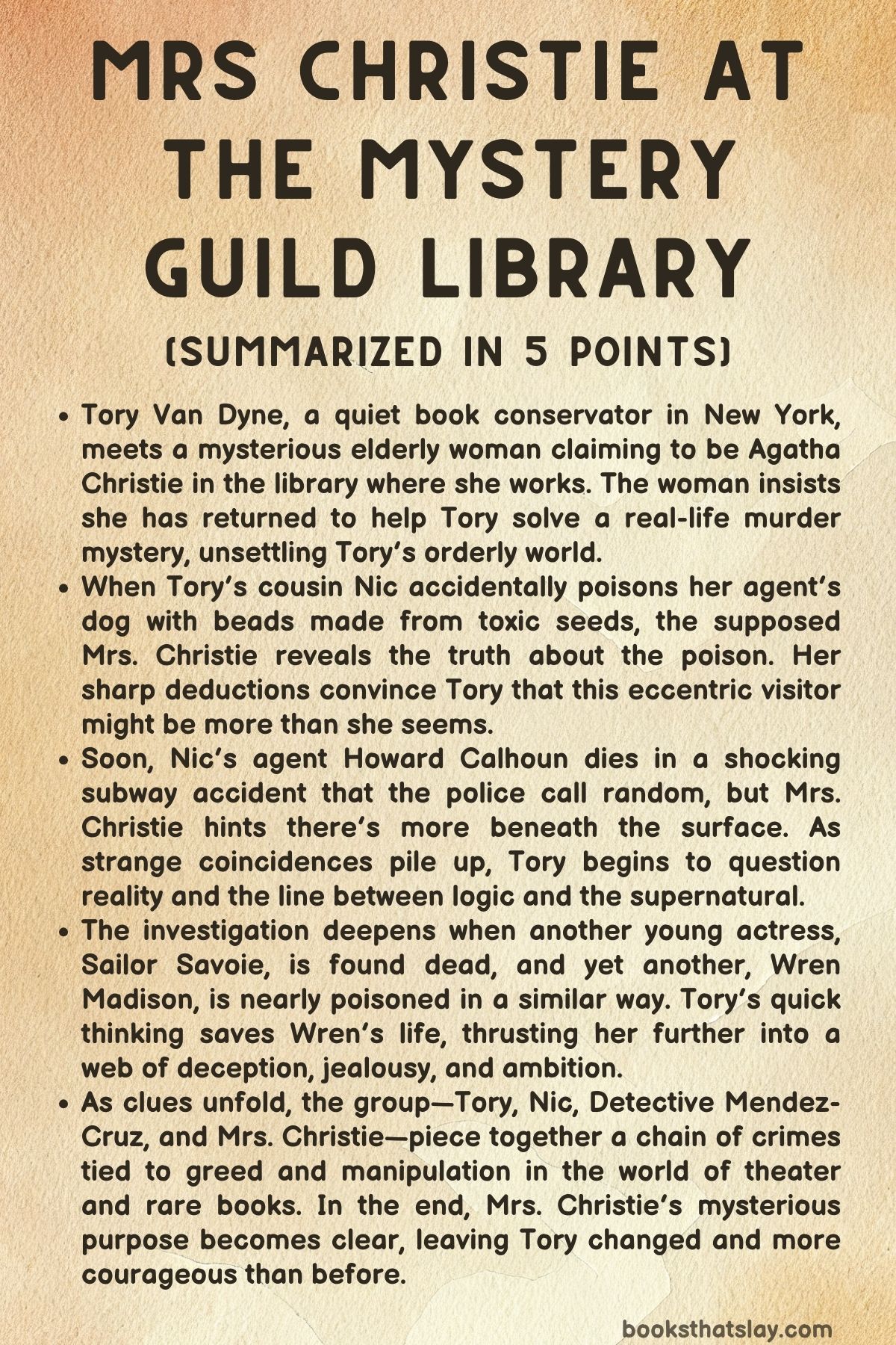 Mrs Christie at the Mystery Guild Library Summary