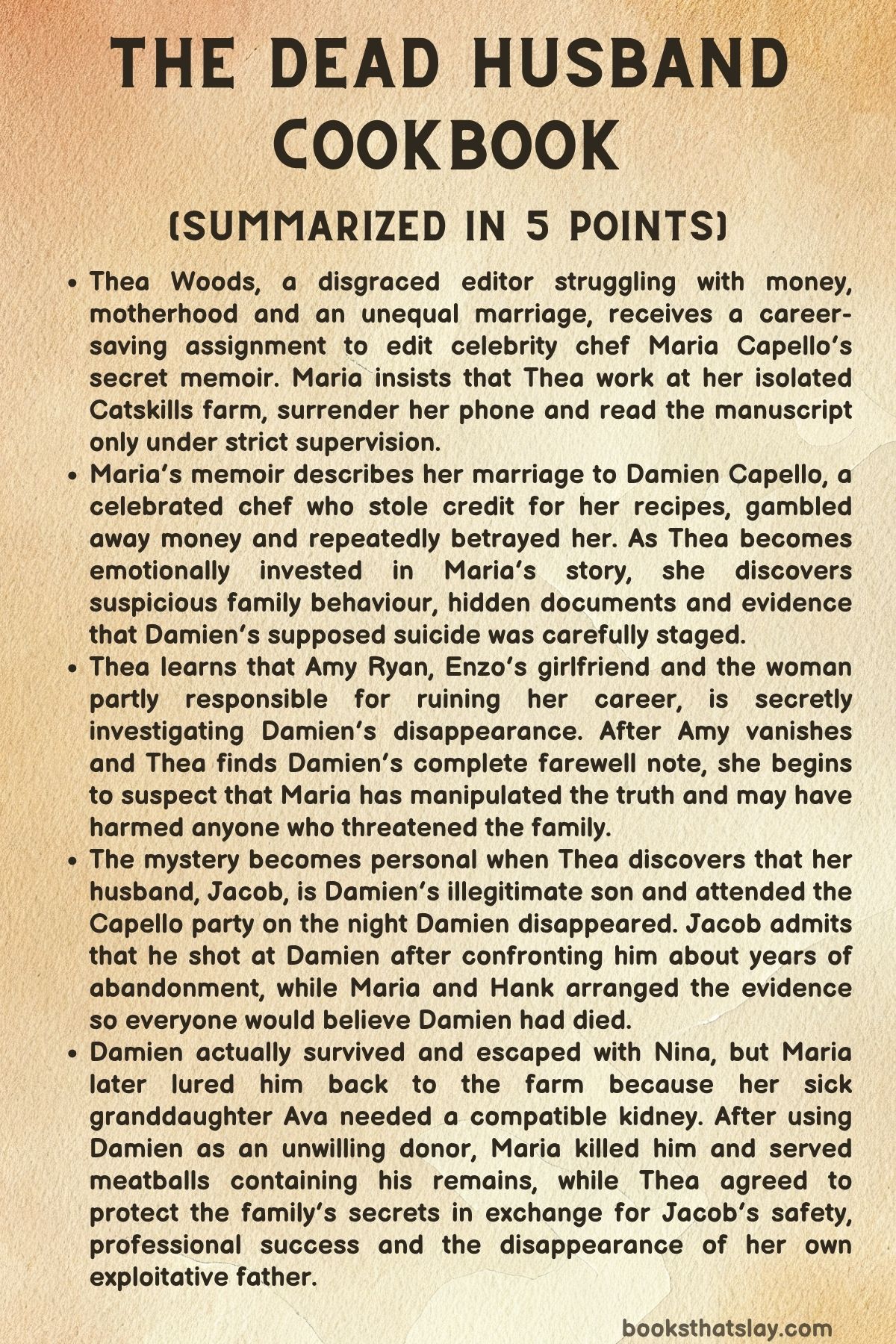 the dead husband cookbook summary