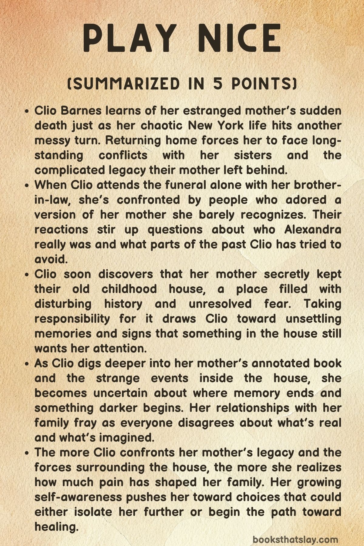 Play Nice Summary, Characters and Themes