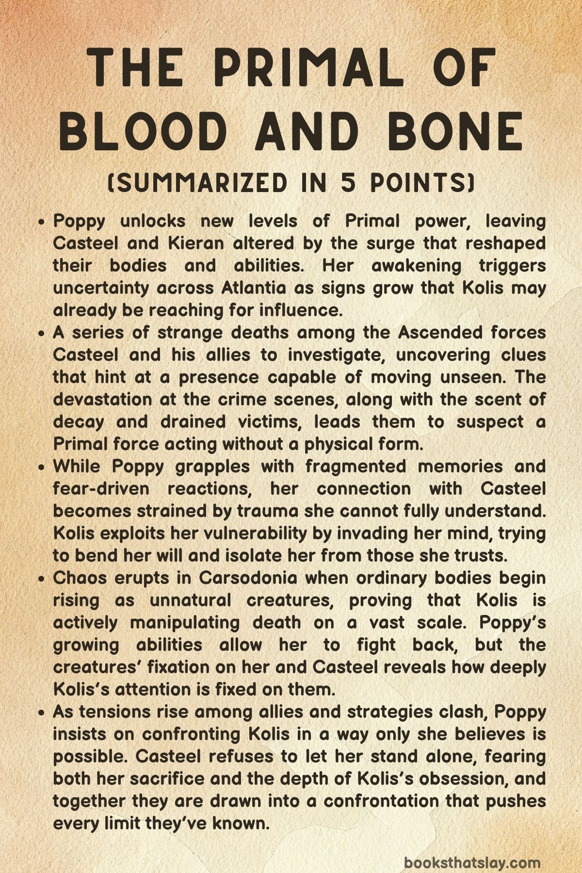 The Primal of Blood and Bone Summary, Characters and Themes