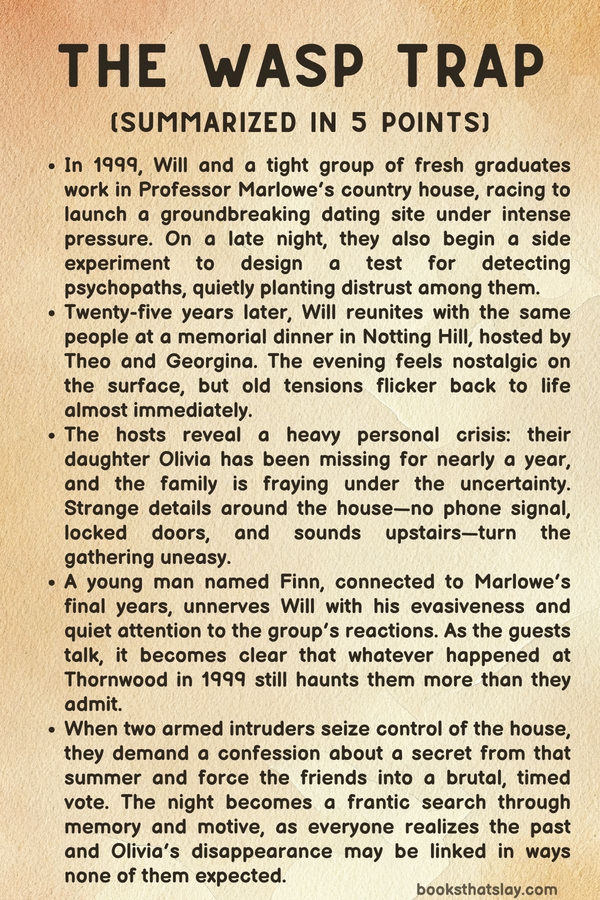 The Wasp Trap Summary, Characters and Themes