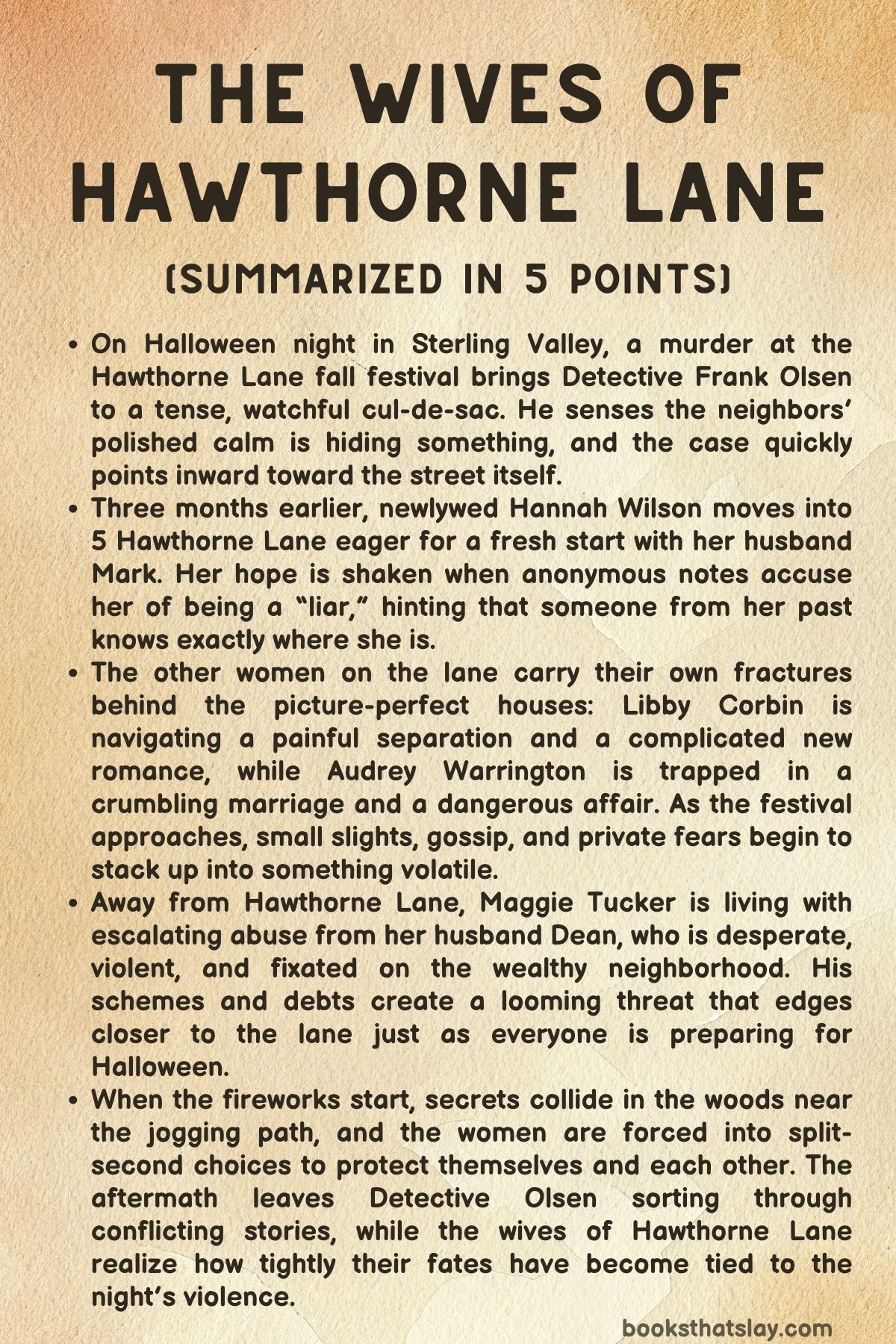 The Wives of Hawthorne Lane Summary, Characters and Themes