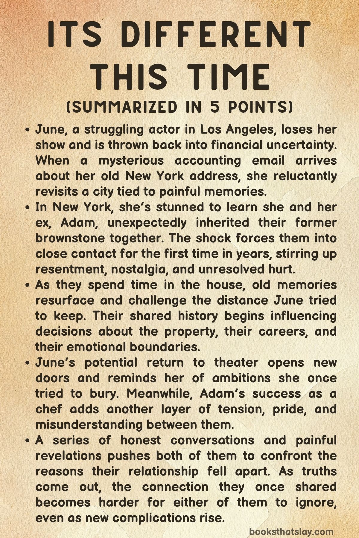 It’s Different This Time Summary, Characters and Themes